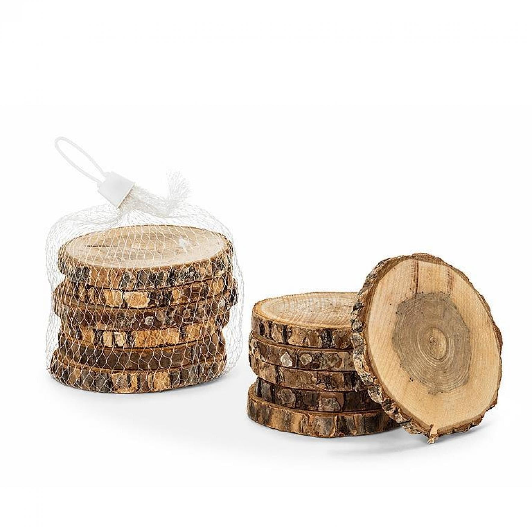 Natural Wood Bark Coasters Set of 6 - Rustic Tree Slice Drink Coasters for Coffee, Wine & Beer - Perfect for Home, Bar, Cabin & Outdoor Use