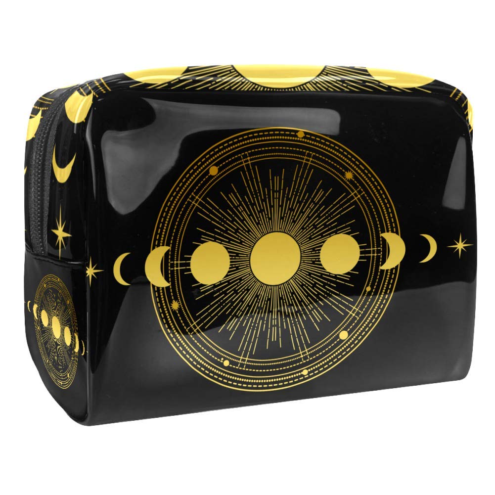 Portable Waterproof Makeup Bag for Women - Travel Cosmetic Organizer with Zipper, Sun & Moon Design - Perfect for Travel, Gym, and Daily Essentials Storage
