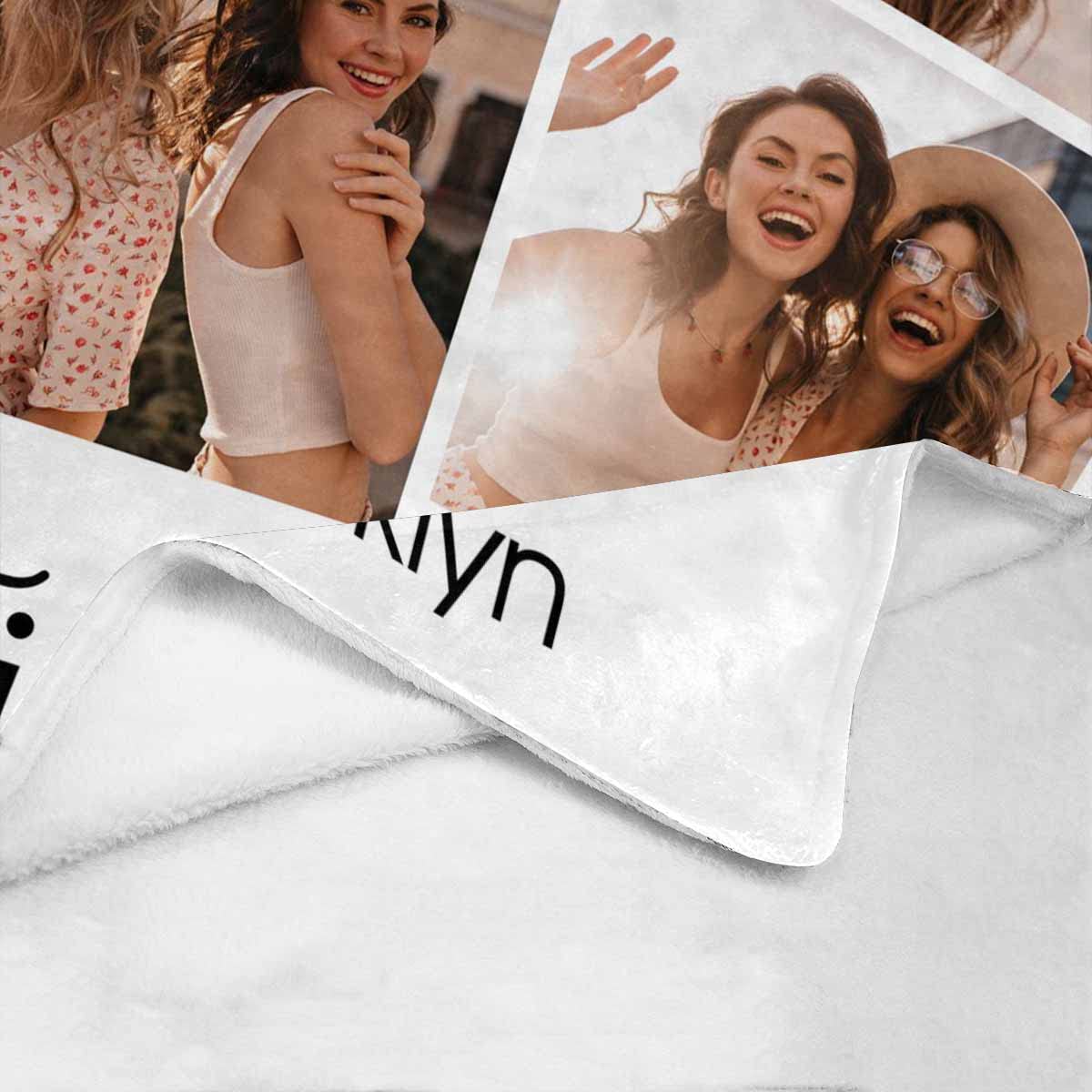 Personalized Best Friends Birthday Gift - Custom Photo Fleece Blanket with Names - 60