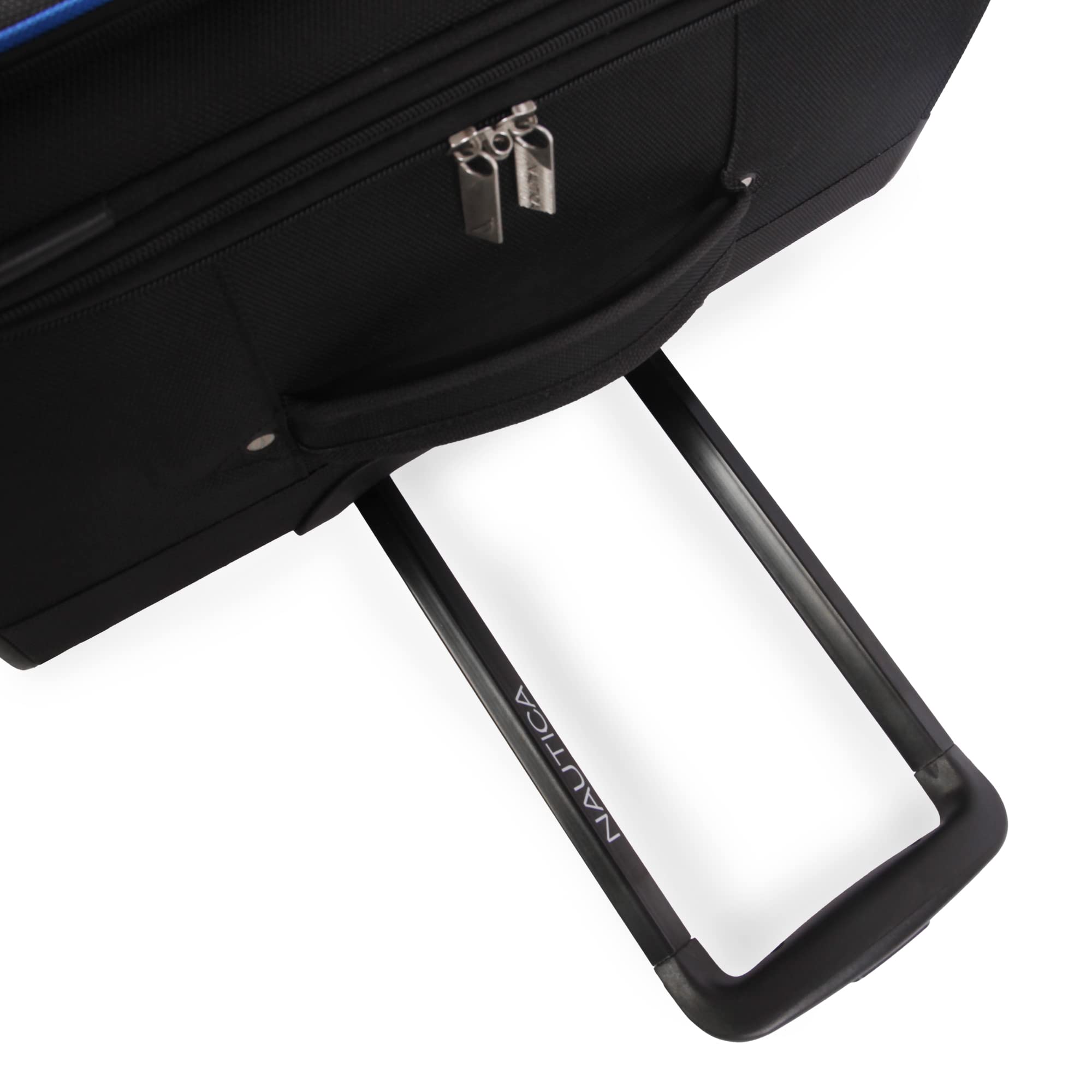 NAUTICA Emry 2-Piece Softside Luggage Set - Black & Blue Spinner Suitcase for Travel, Business Trips & Vacations | Lightweight Durable Carry-On & Checked Bags
