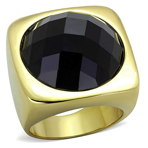 Marimor Women's 316 Stainless Steel Gold Plated Synthetic Onyx Fashion Cocktail Ring - Elegant Jewelry for Parties, Weddings & Evening Events
