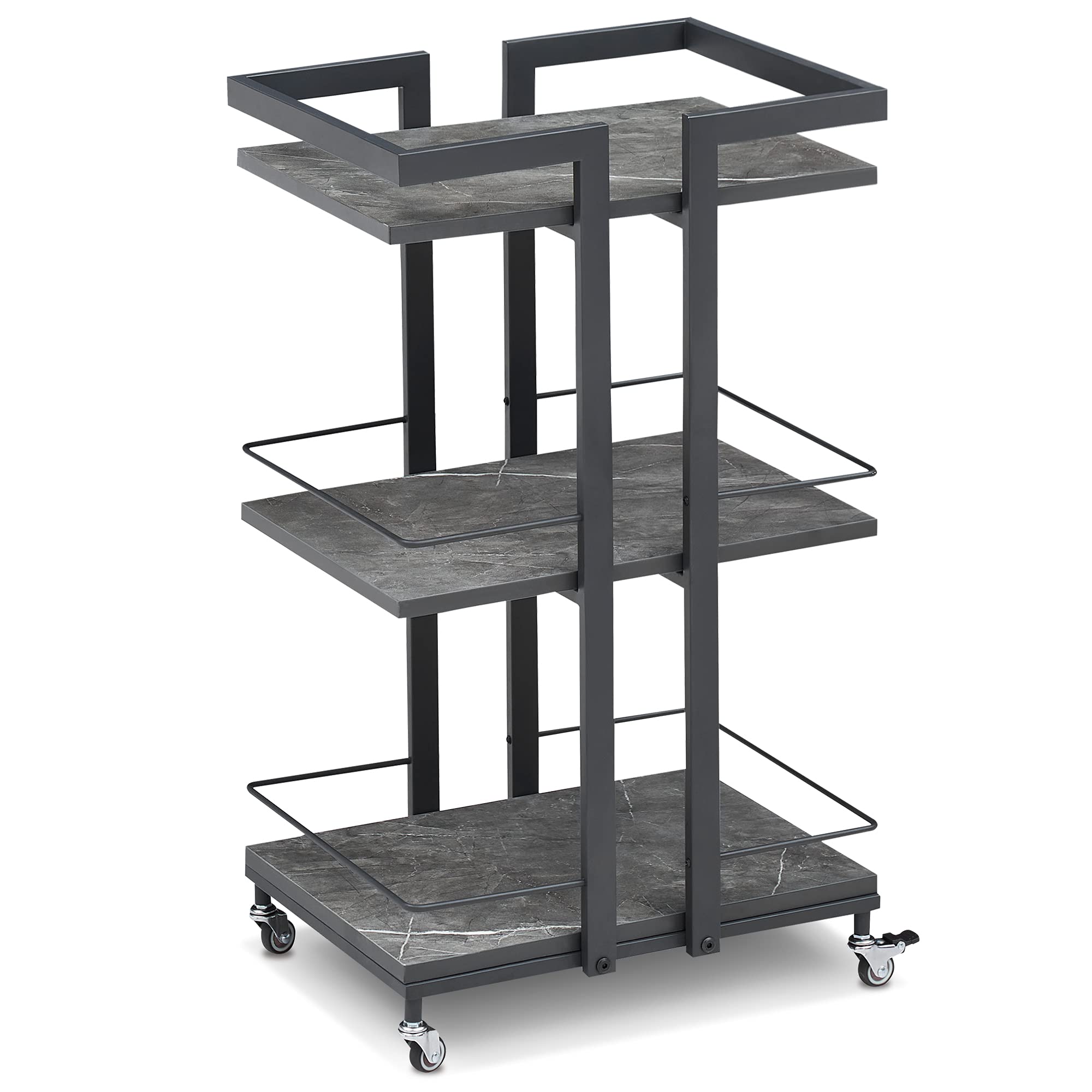 BarberPub Heavy-Duty Rolling Utility Cart - Metal Manicure Trolley with Wheels, Multi-Purpose Storage Rack for Salon, Barber Shop & Home Organization (Grey, Model 2033) - Perfect for Nail Tools, Hair Styling Equipment & Beauty Supplies Storage