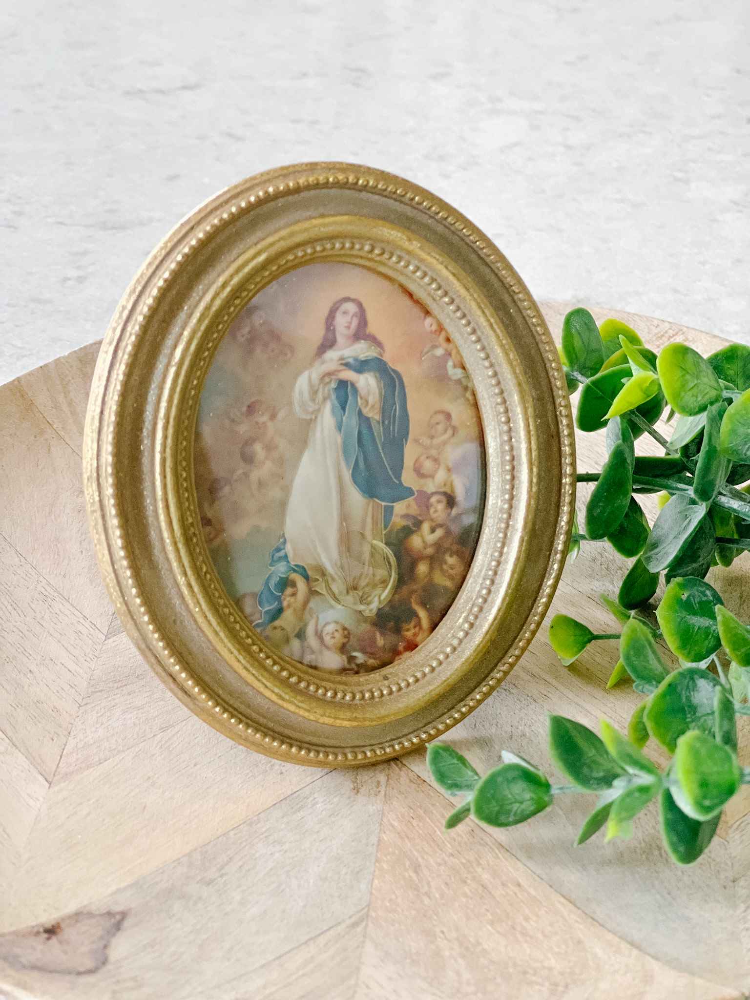 Petite Immaculate Conception Framed Art - Religious Home Decor for Wall Display in Living Room, Bedroom or Chapel
