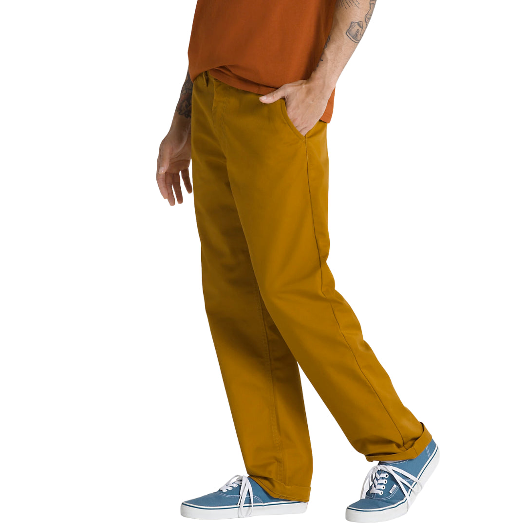 VANS Authentic Relaxed Chino Pants for Men - Comfortable Casual Slim Fit Trousers in Golden Brown | Perfect for Work, Travel & Everyday Wear