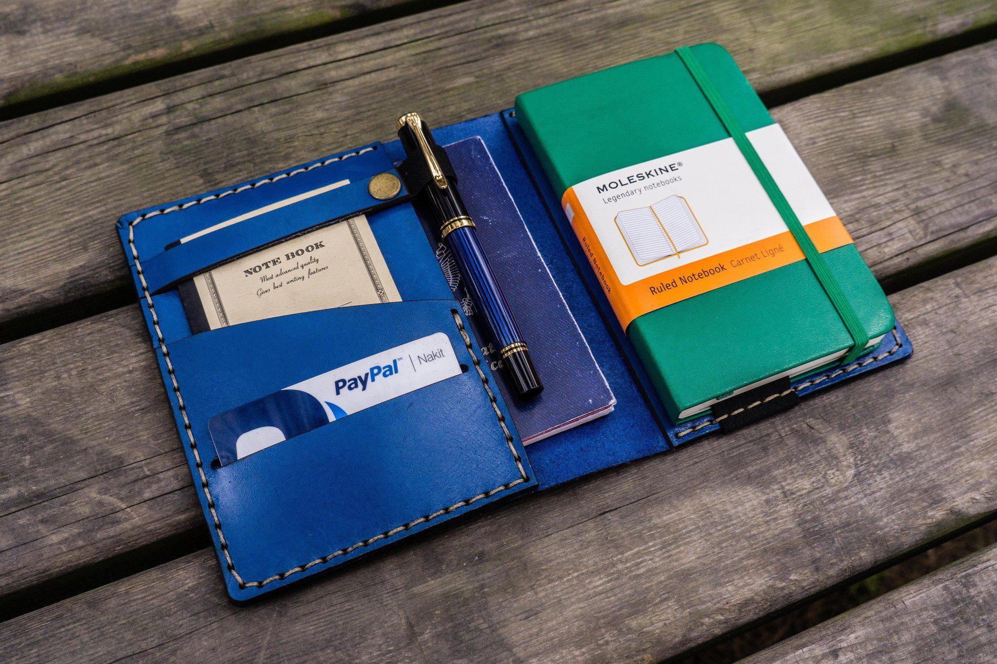 Premium Blue Leather Rhodia A6 Notebook Cover - Durable & Stylish Journal Cover for Writing, Sketching & Note Taking - Perfect for Office, School & Travel Use