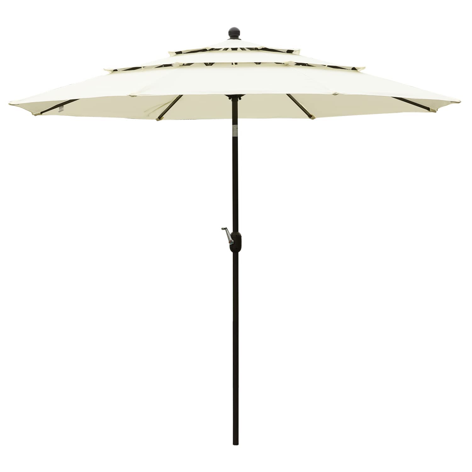 Aoodor 10 ft Outdoor Patio Umbrella with 3-Tier Design - Beige Market Umbrella for Dining Table, Backyard, Poolside & Garden Shade