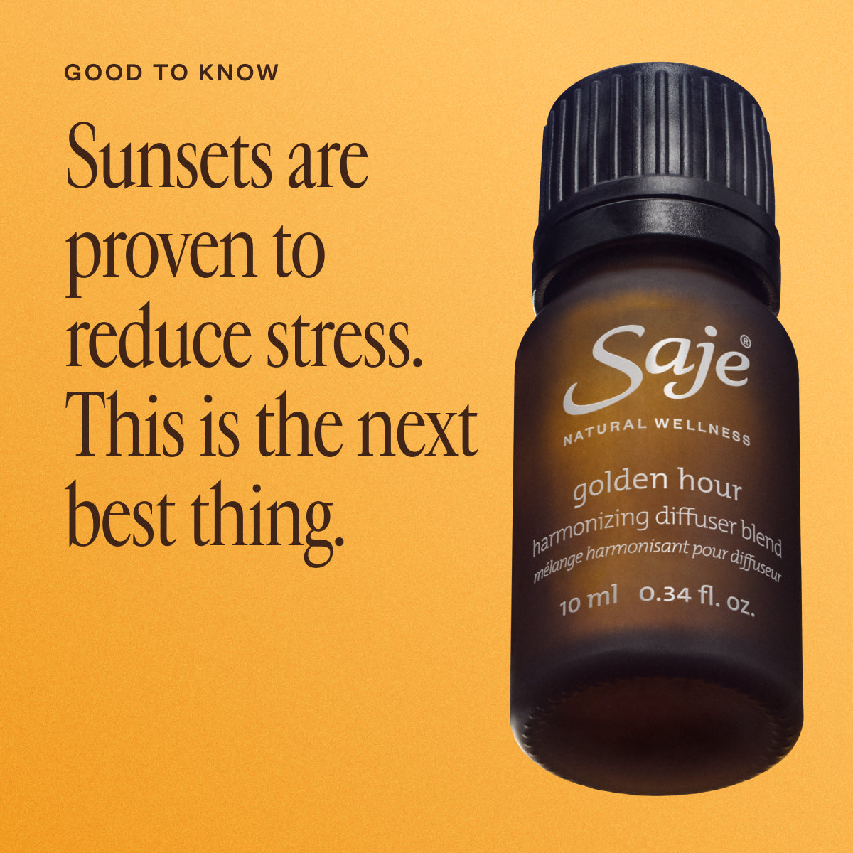Golden Hour Essential Oil Diffuser Blend - Aromatherapy for Relaxation & Stress Relief - Perfect for Yoga, Meditation & Bedtime Use
