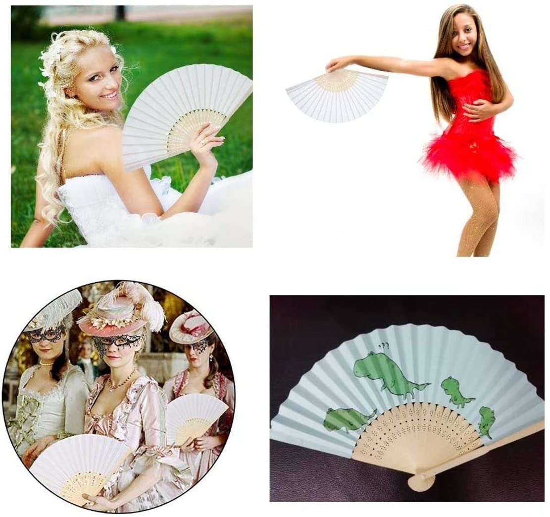 20 Pack White Chinese Paper Handheld Folding Fans - Summer Wedding Party Favors, Travel Cooling Fan for Women, Birthday Gift & Hot Flash Relief (Great for Outdoor Events, Bridal Showers, and Asian-Themed Decor)