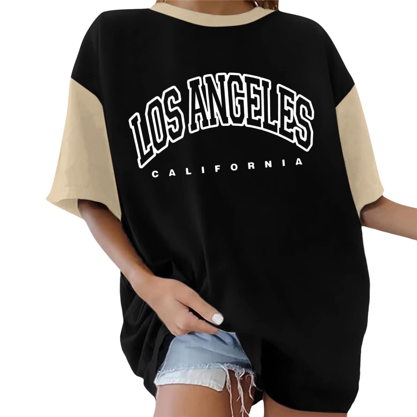 Women's Oversized Vintage T-Shirt - Casual Loose Fit Crew Neck Short Sleeve Summer Top | Perfect for Beach, Travel & Everyday Wear