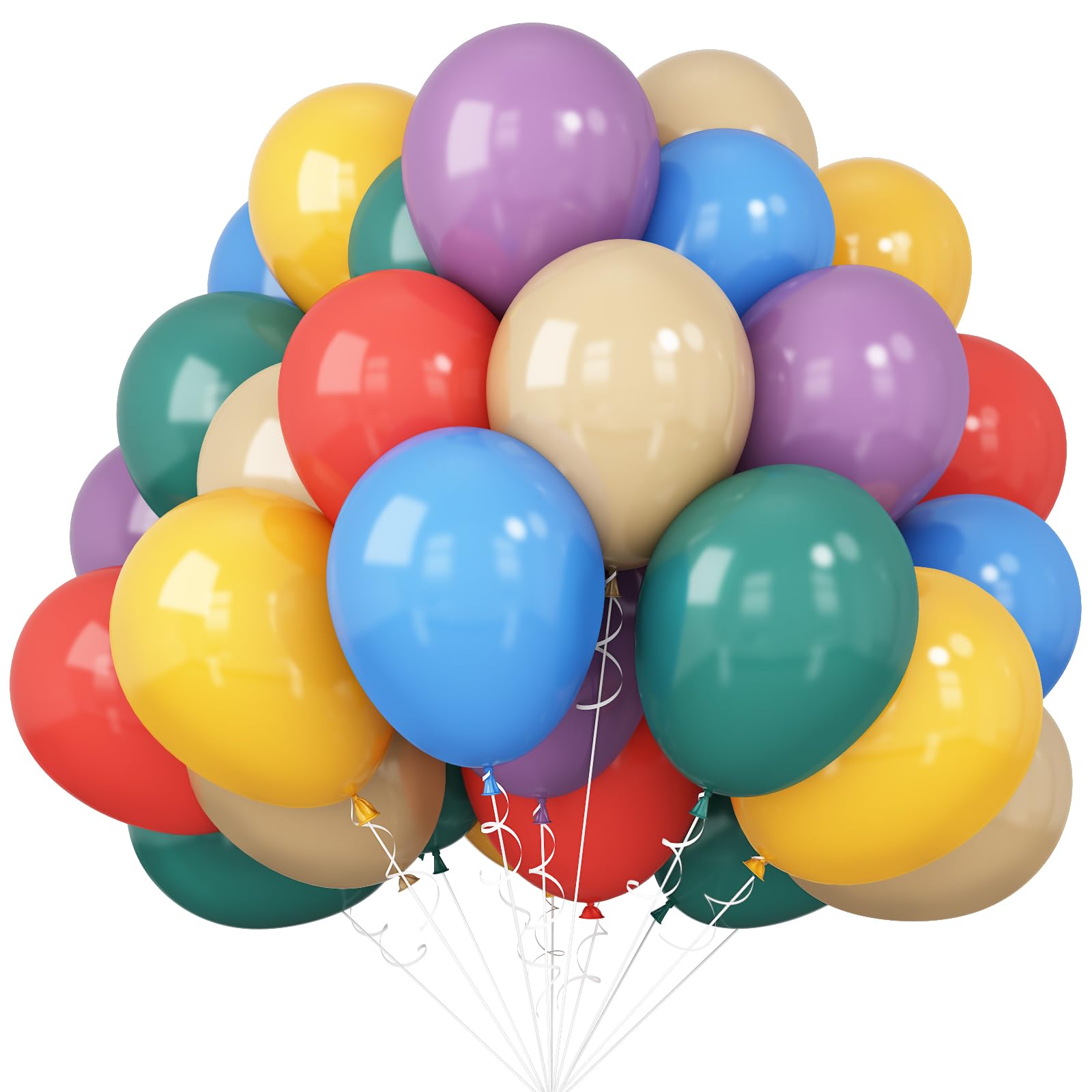 60pcs 12 Inch Rainbow Latex Balloons Set - Assorted Colors (Blush, Blue, Nude, Light Purple, Orange, Yellow) for Helium & DIY Party Decorations | Perfect for Boho Birthday Parties, Baby Showers & Wedding Decor