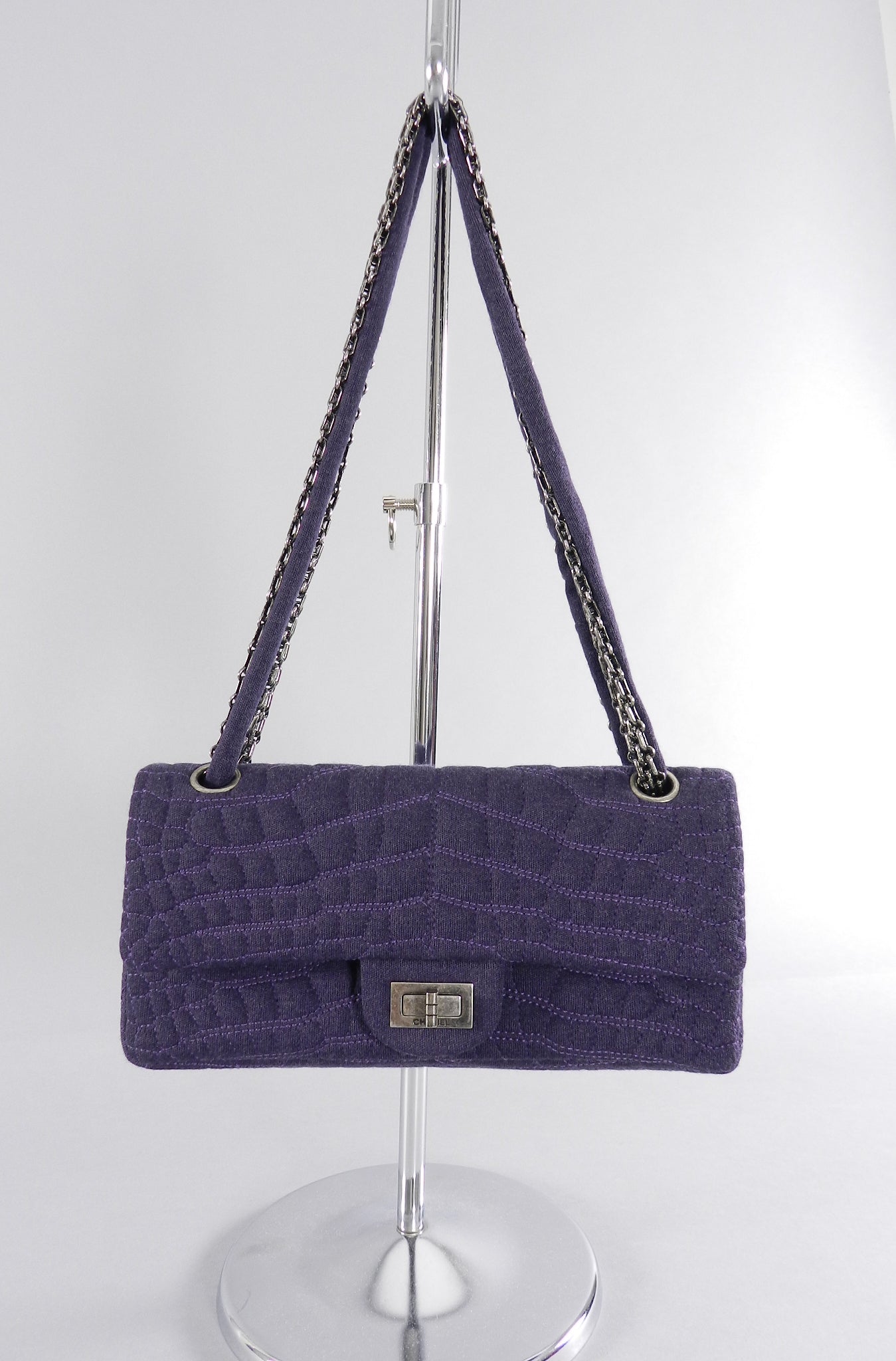 Chanel 07A Purple Knit Fabric Reissue East West Flap Bag - Luxury Designer Handbag for Women | Perfect for Evening Events, Date Nights & Fashionable Outfits