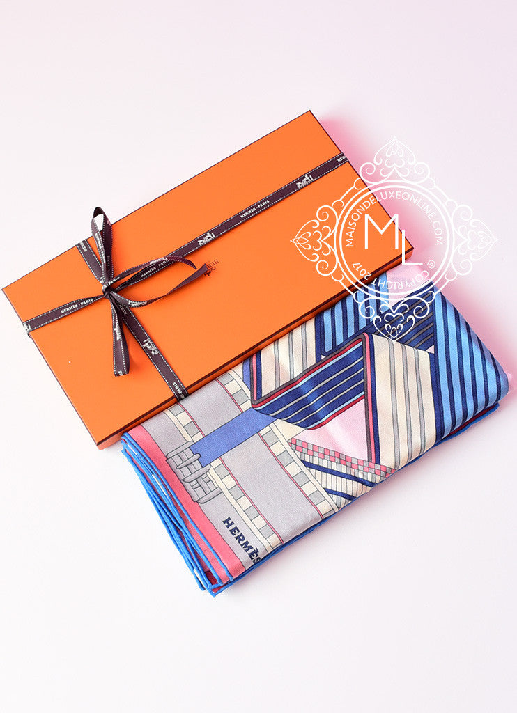 Hermes Zigzag Cashmere Shawl Scarf - Red & Blue 140 GM Luxury Wrap for Women | Perfect for Gifts, Travel & Winter Fashion