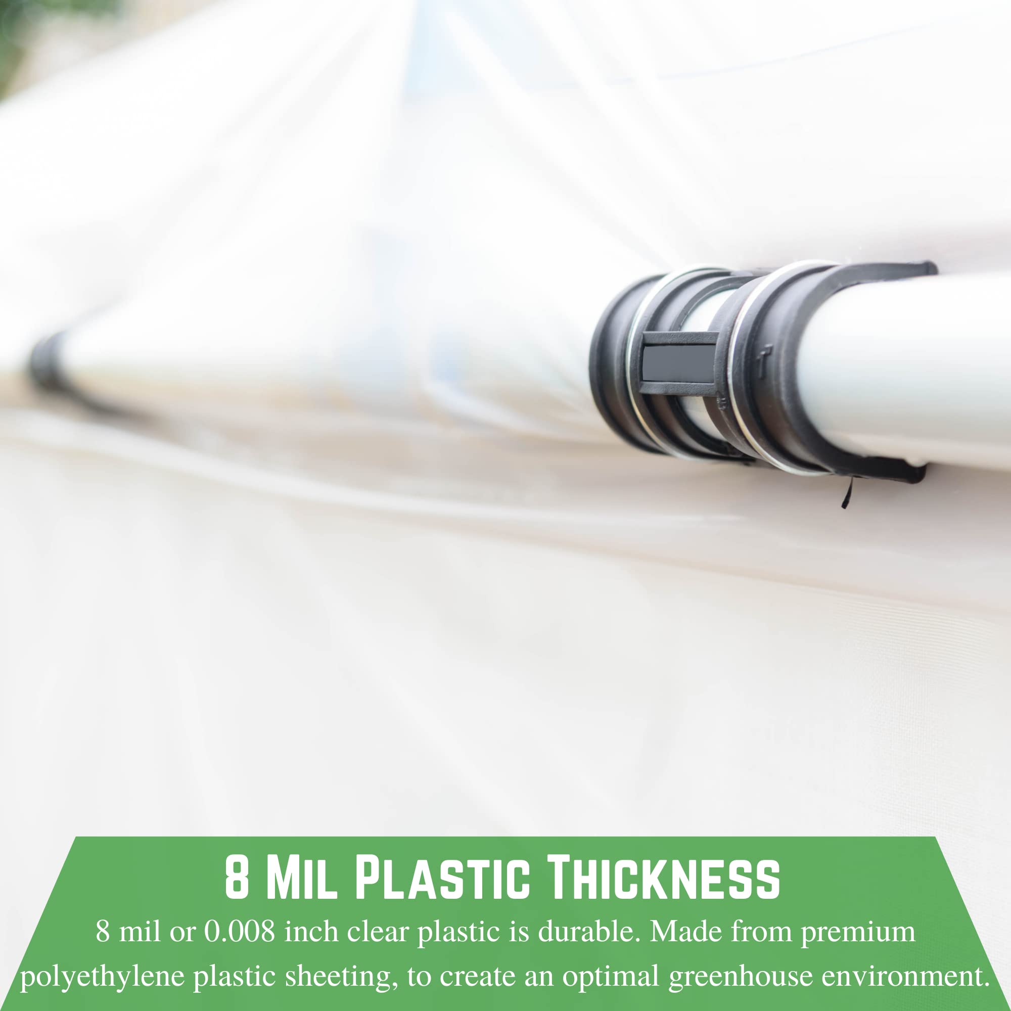 Premium Clear Greenhouse Plastic Sheeting 8 mil - 13' x 32' - 4 Year UV Resistant Polyethylene Film for Gardening, Farming & Agriculture - Ultra Durable Greenhouse Cover for Plants, Vegetables & Crop Protection
