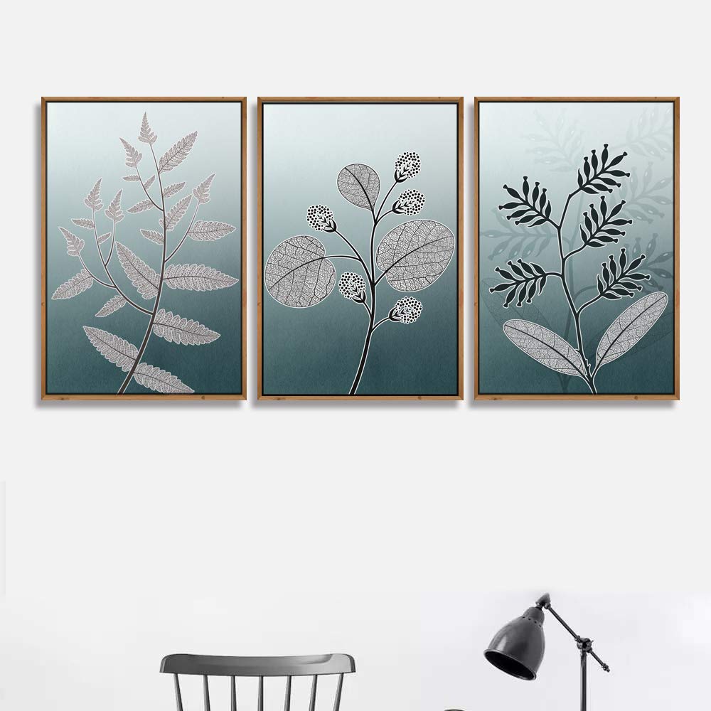 Wall26 3-Panel Framed Canvas Wall Art Set - Leaf Theme Prints for Living Room & Bedroom Decor (24x36 Inches, Ready to Hang) - Perfect for Modern Home, Office & Apartment Decoration