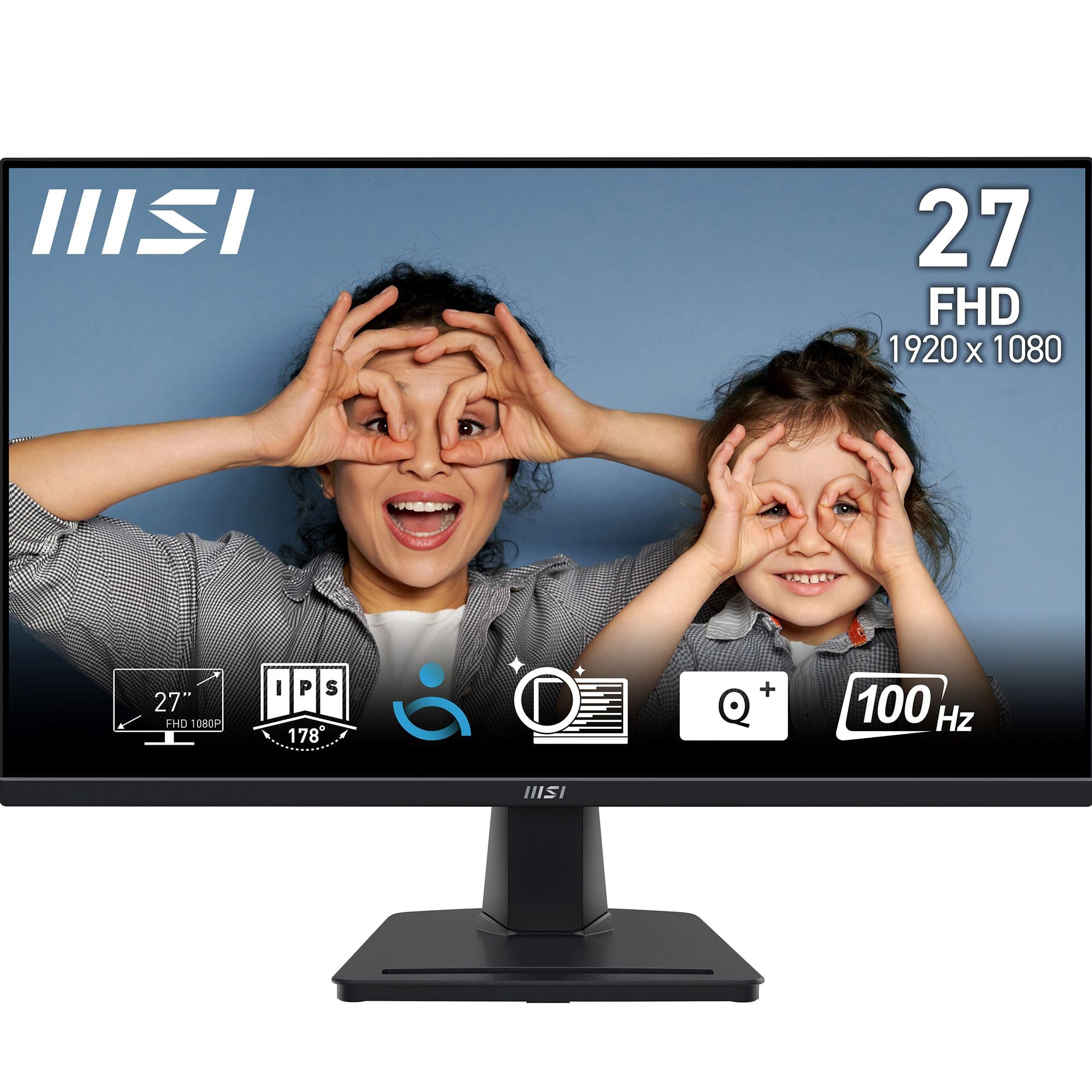 MSI PRO MP275 27 Inch Full HD Office Monitor - 1920x1080 IPS Panel, 100Hz Refresh Rate, Flicker-Free Technology, Built-in Speakers, Tilt Adjustable Stand - HDMI 1.4b & VGA Ports for Home Office, Gaming, and Productivity Workstations