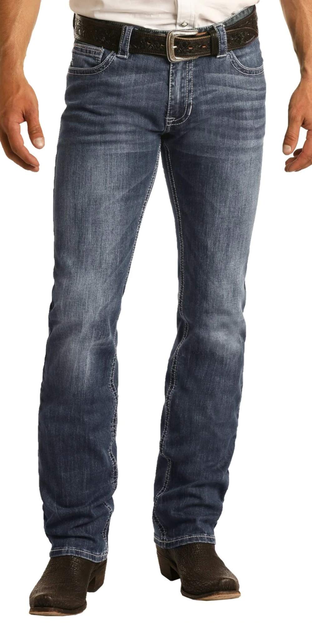 Rock & Roll Denim Relaxed Fit Straight Bootcut Jeans for Women - Vintage Style High Waist Distressed Denim Pants #M0S1437 | Perfect for Concerts, Casual Outings & Retro Fashion Looks