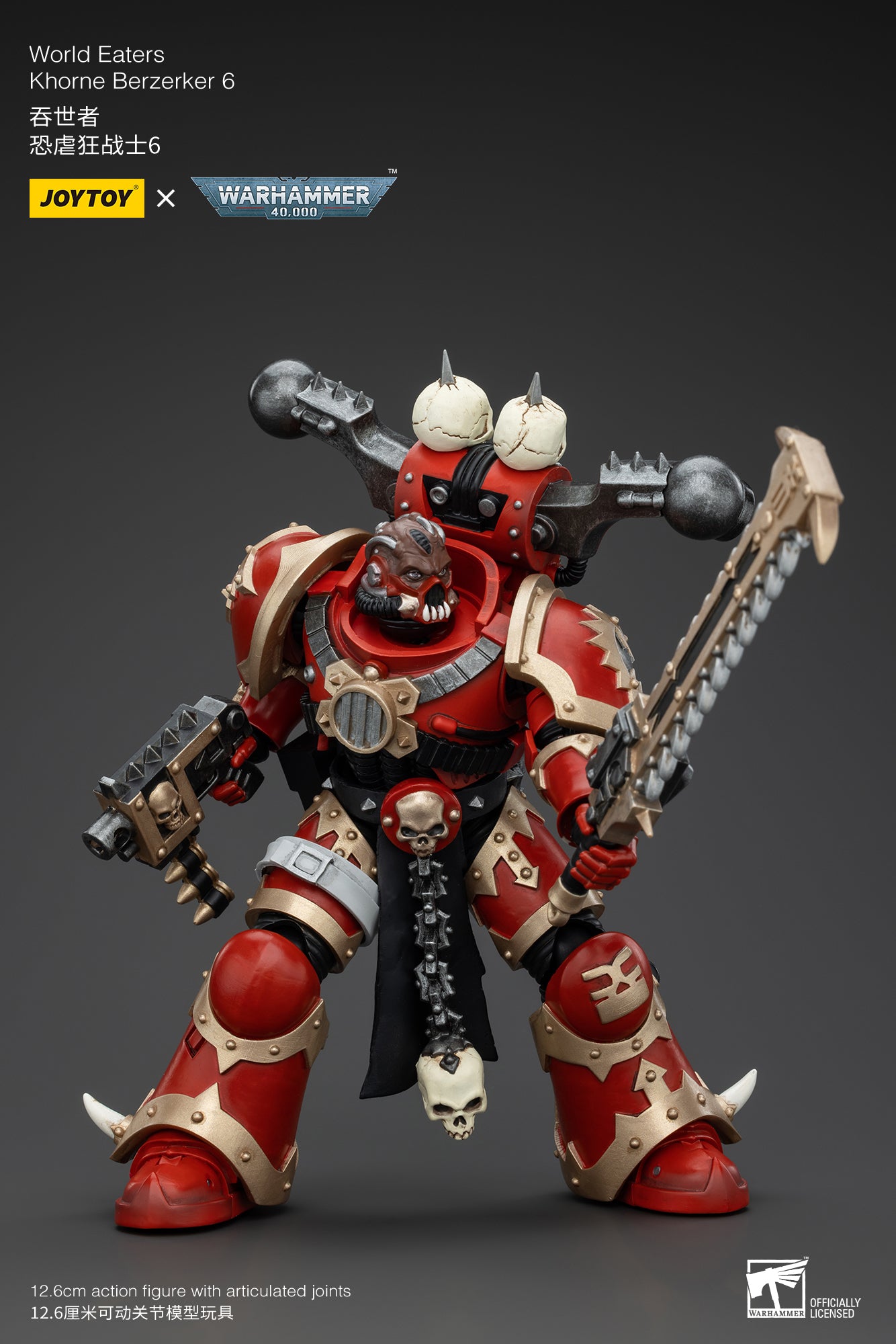 JOYTOY 1/18 Scale Warhammer 40K World Eaters Khorne Berzerker Action Figure - Collectible Miniature for Tabletop Gaming & Display