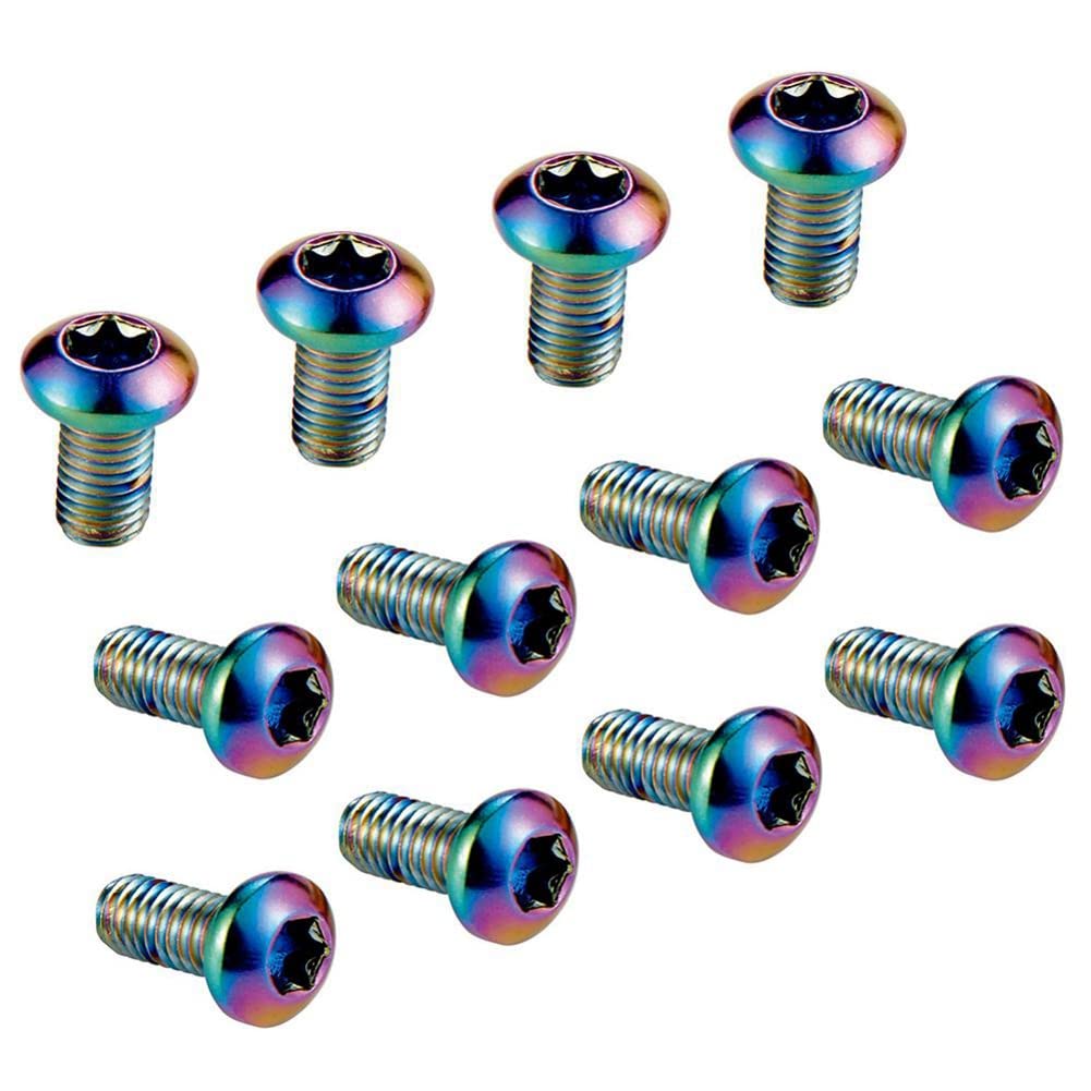 12PCS M5 x 10mm Alloy Steel Bicycle Disc Brake Bolts Screws - High Strength Bike Brake Rotor Fasteners for Mountain & Road Bikes - Perfect for Cycling Maintenance & Repair (Multicolor)