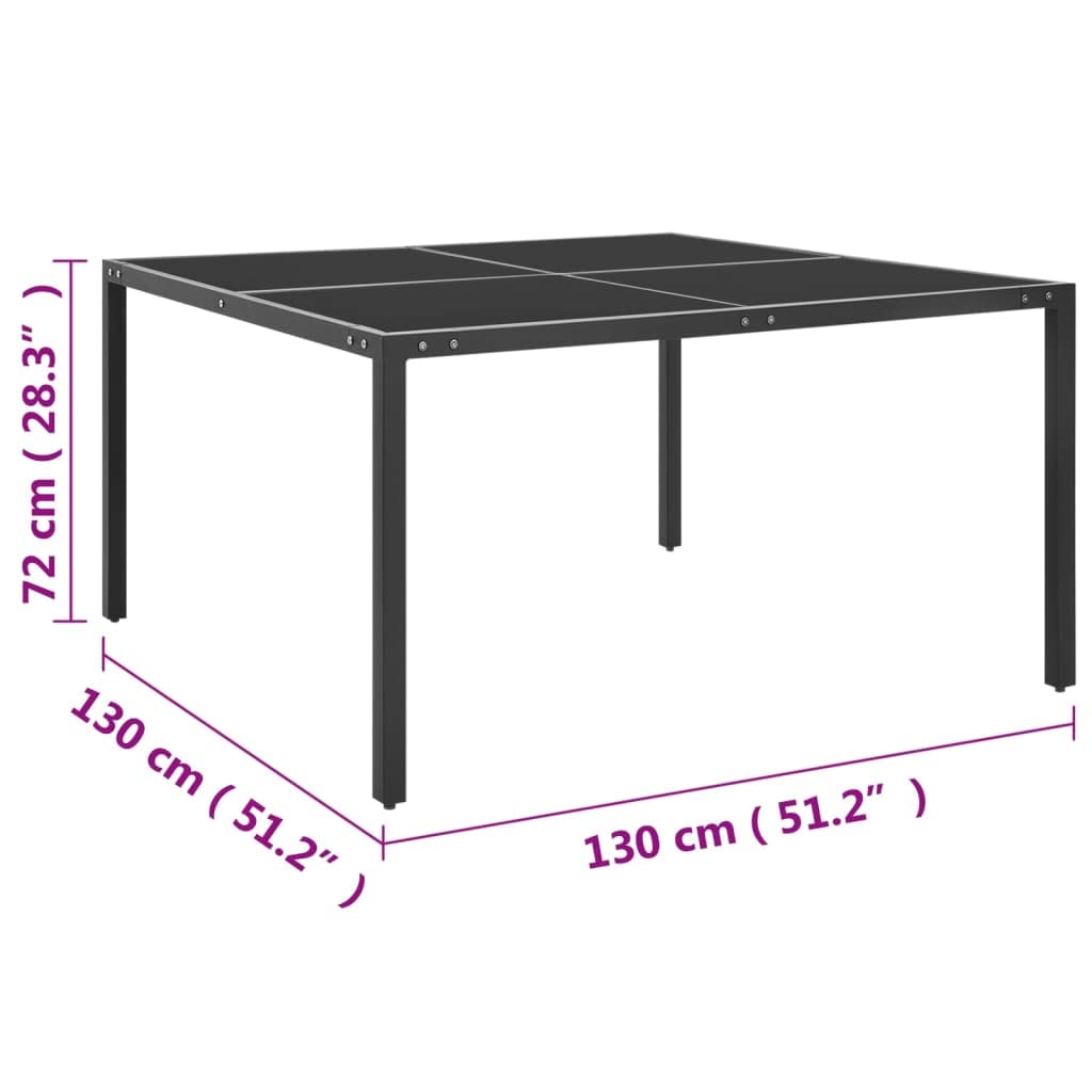 Premium VidaXL Rectangular Patio Table - Modern Outdoor Dining Set with Steel Frame & Tempered Glass Top, Anthracite Gray Garden Furniture (51.2