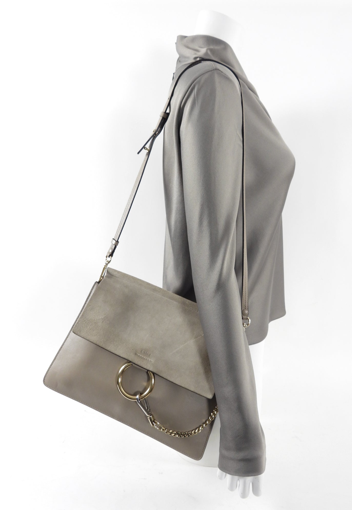 Chloe Faye Medium Shoulder Bag in Light Taupe - Premium Leather Crossbody Purse for Women | Perfect for Work, Travel & Everyday Use
