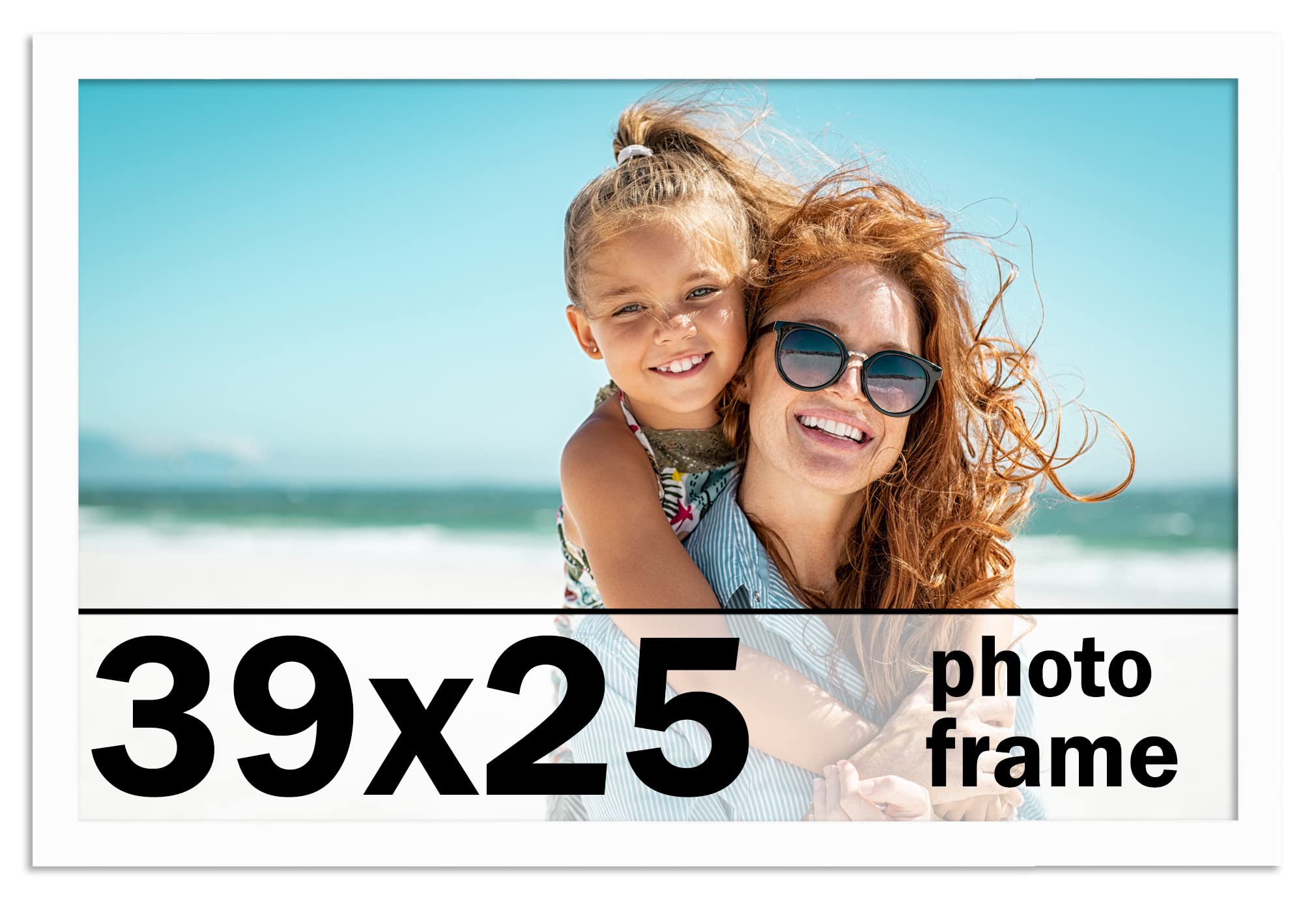 White Wood Picture Frame 39x25 Inches - Premium Artwork Display for Home, Office & Gallery Decor