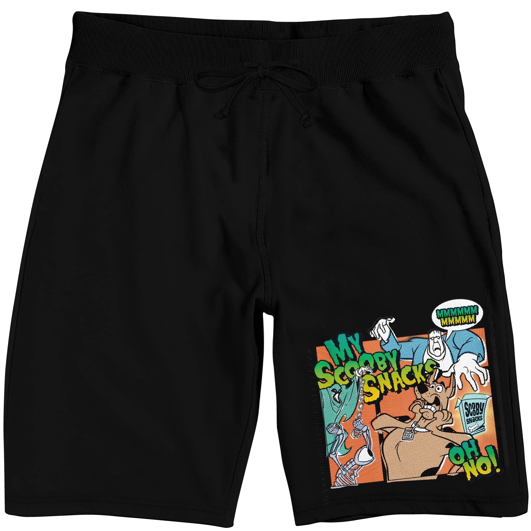 Scooby Doo Scooby Snacks Men's Black Sleep Pajama Shorts - Comfortable Lounge Pants for Cartoon Fans, Sleepwear & Home Relaxation