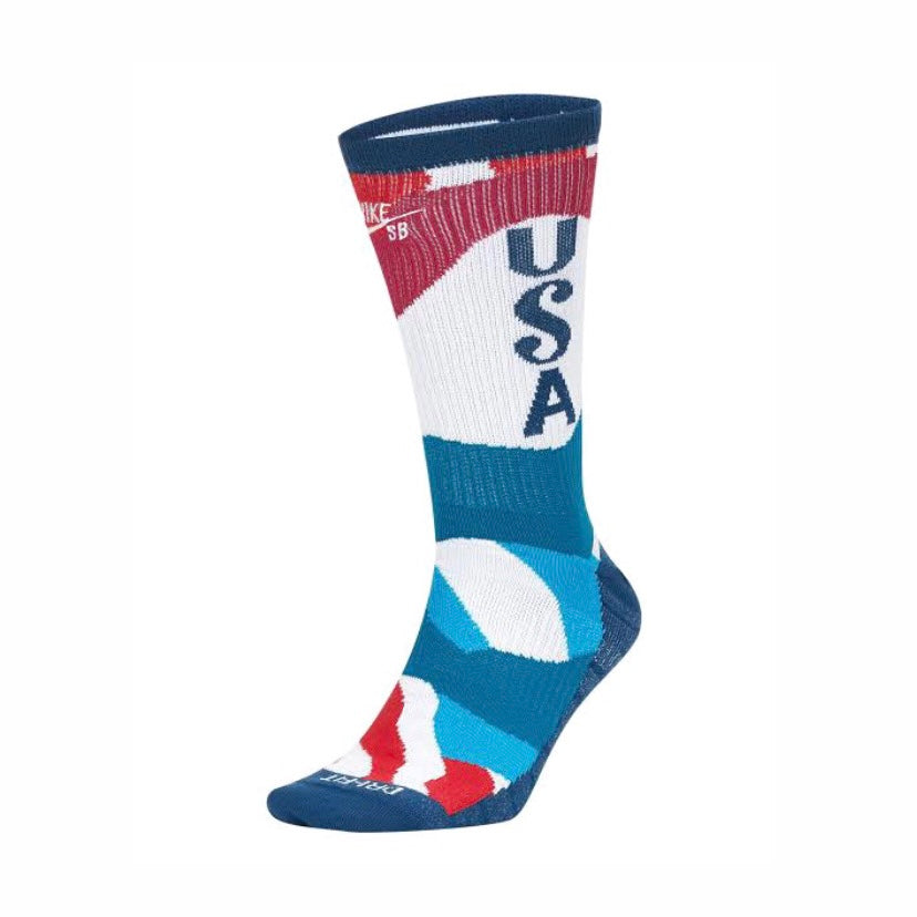 Nike SB x Parra USA Federation Kit Socks - White/Brave Blue/White - Skateboarding & Streetwear Fashion Accessories