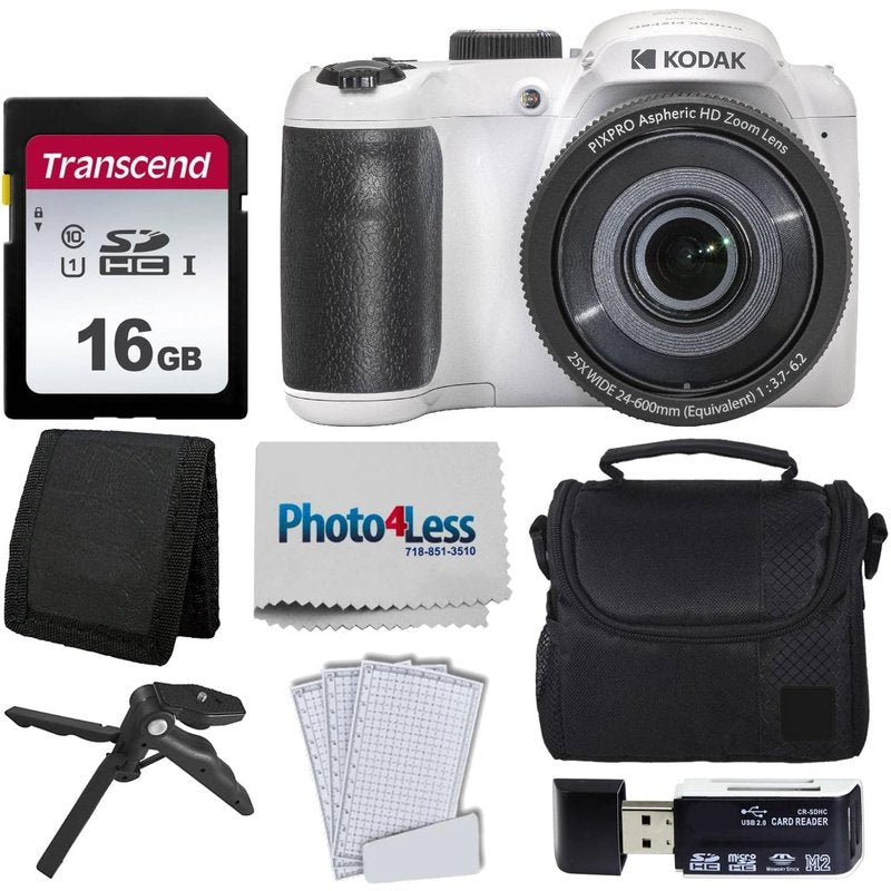 Kodak PIXPRO AZ255 16MP Digital Camera with 25x Optical Zoom - Complete Accessory Bundle for Travel, Vlogging & Photography (Includes Case, Tripod, SD Card & More)