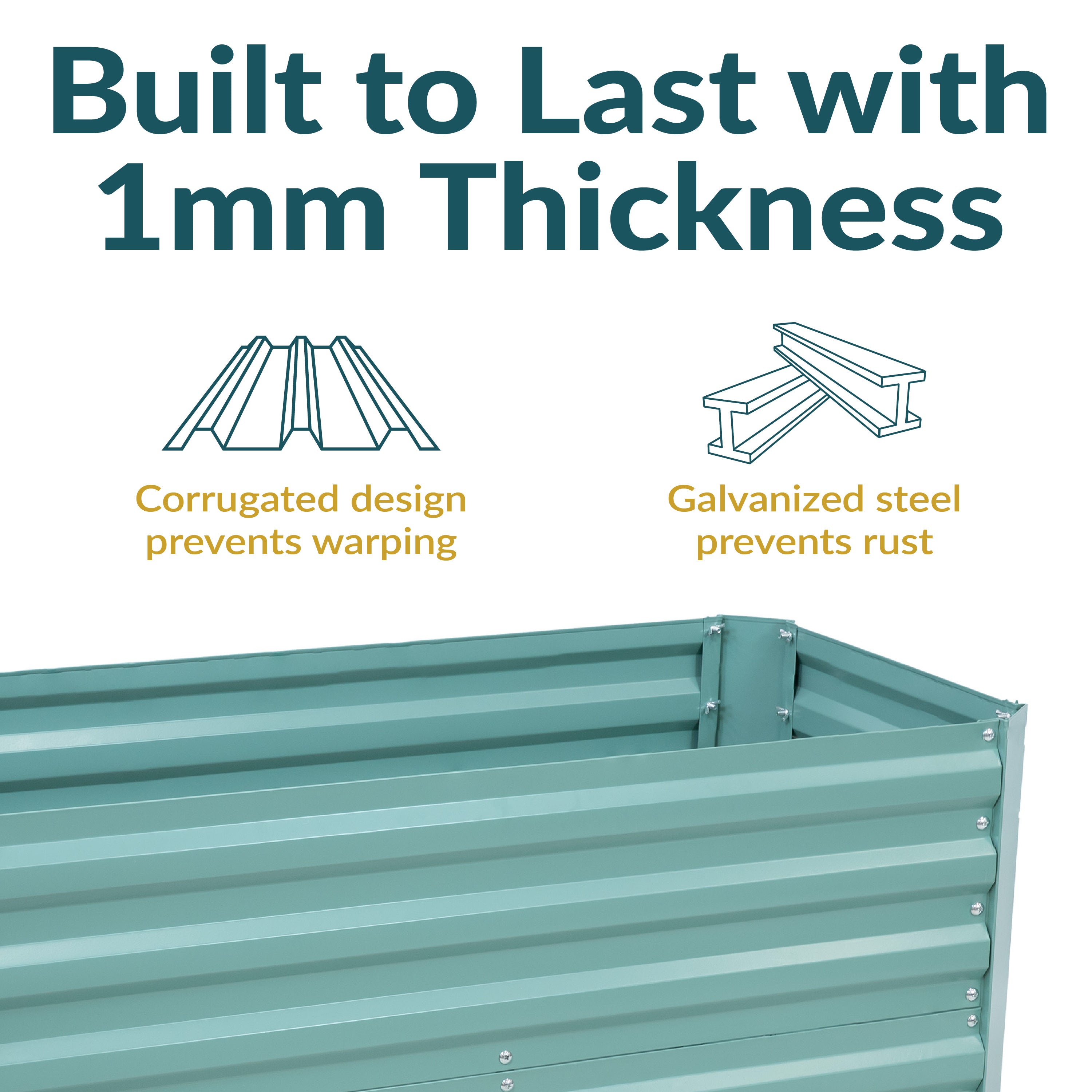 Galvanized Steel Raised Garden Bed Kit - 8x4x1ft Outdoor Planter Box for Vegetables, Herbs & Flowers - Durable Metal Garden Beds for Backyard, Patio & Urban Gardening