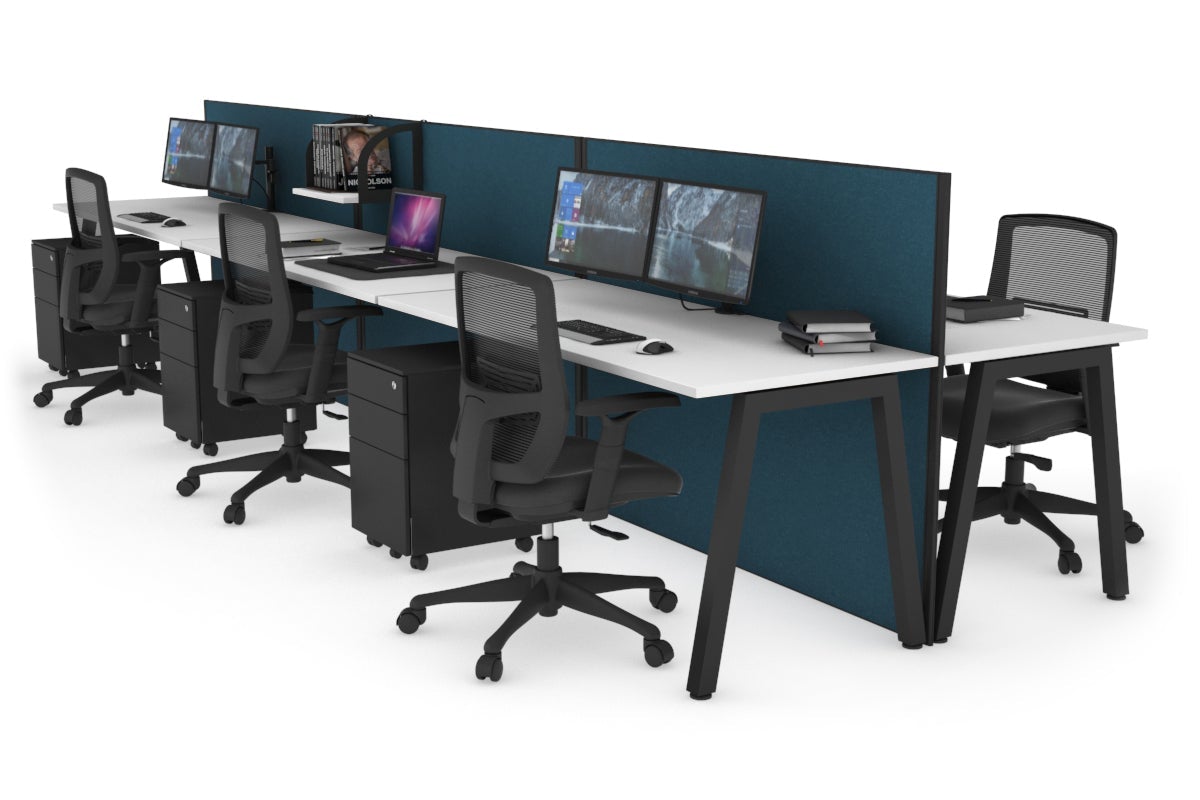 Horizon Quadro 6-Person Office Bench with A-Legs - 1600L x 700W Workstation for Collaborative Workspaces, Conference Rooms & Open Office Layouts