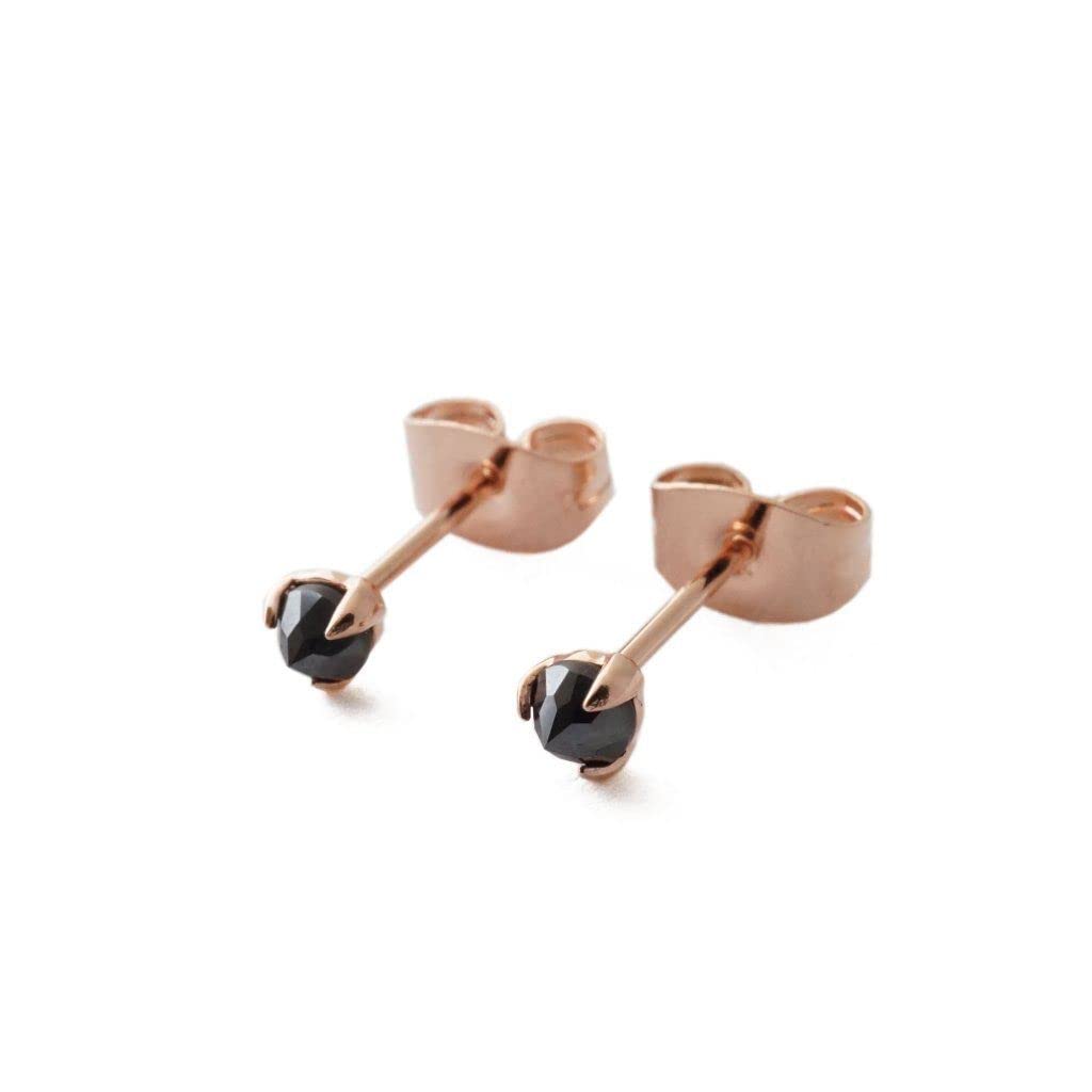 HONEYCAT Tiny Iron Ore Point Solitaire Stud Earrings | Minimalist & Delicate Jewelry for Women | Perfect for Everyday Wear, Office & Special Occasions