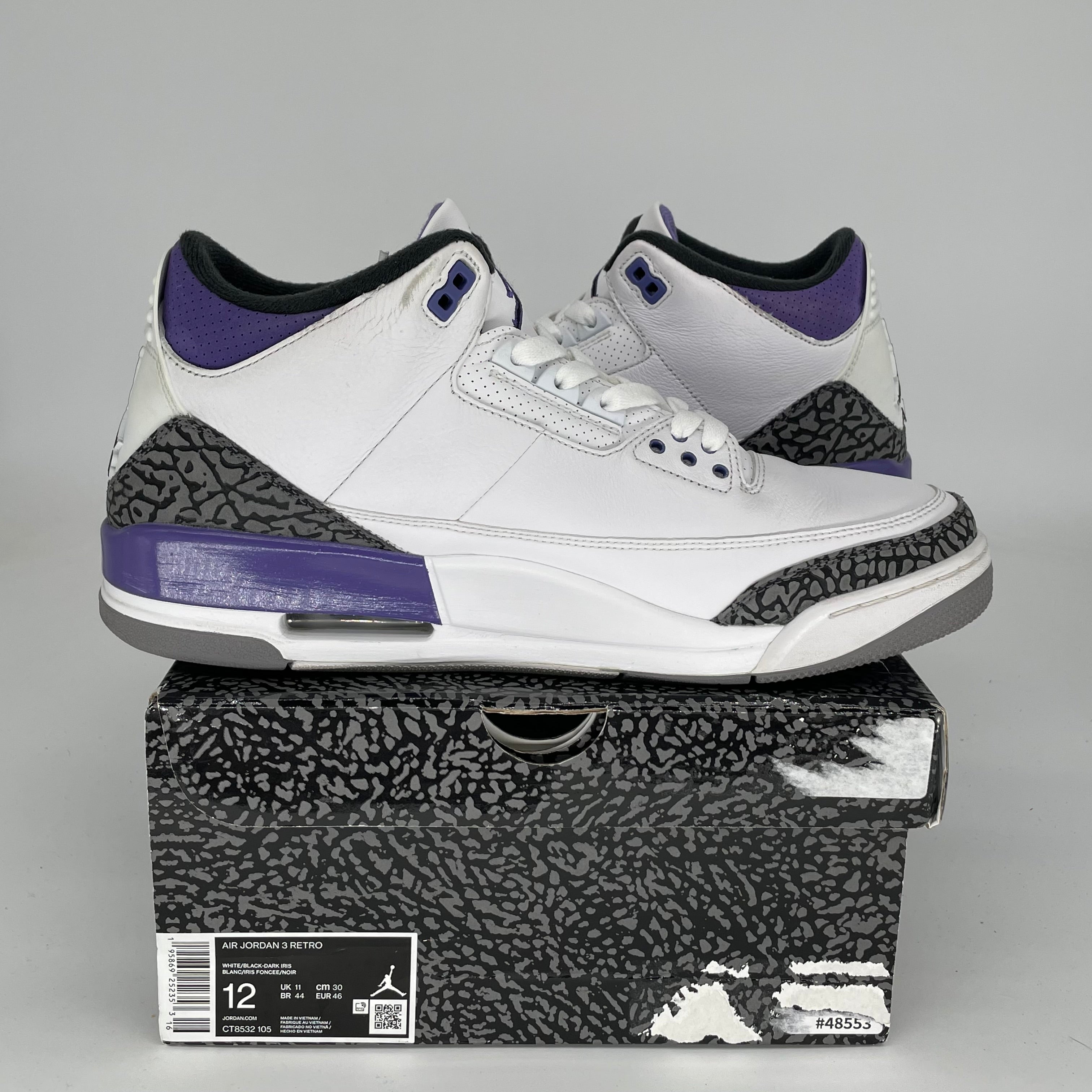 AIR JORDAN 3 DARK IRIS Men's Basketball Shoes - Size 12 (CT8532-105) | Retro Sneakers for Streetwear & Casual Outfits
