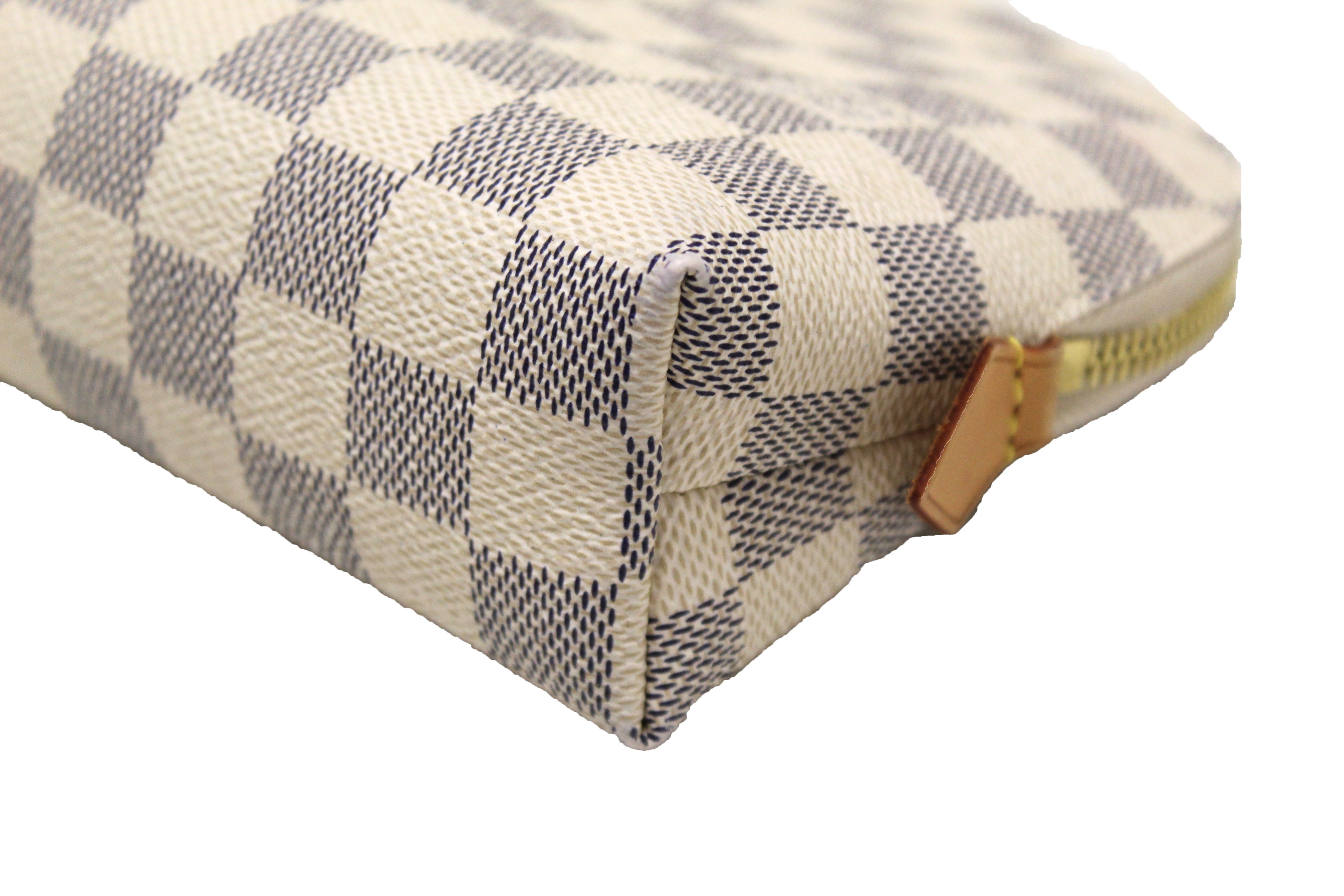 Authentic Louis Vuitton Damier Azur Cosmetic Pouch GM - Luxury Travel Makeup Bag for Women, Perfect for Airplane Carry-on & Weekend Getaways