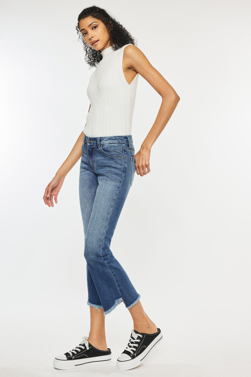 Aida Mid Rise Cropped Flare Jeans for Women - Stretchy Denim Pants, Vintage Style High Waist Bootcut Jeans (Perfect for Casual Wear, Date Night & Office Outfits)