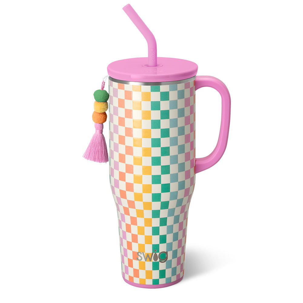 Check Mate Mega Mug 40oz - Large Insulated Stainless Steel Tumbler with Lid & Straw - Perfect for Coffee, Tea, Smoothies - Ideal for Home, Office, Travel & Outdoor Activities