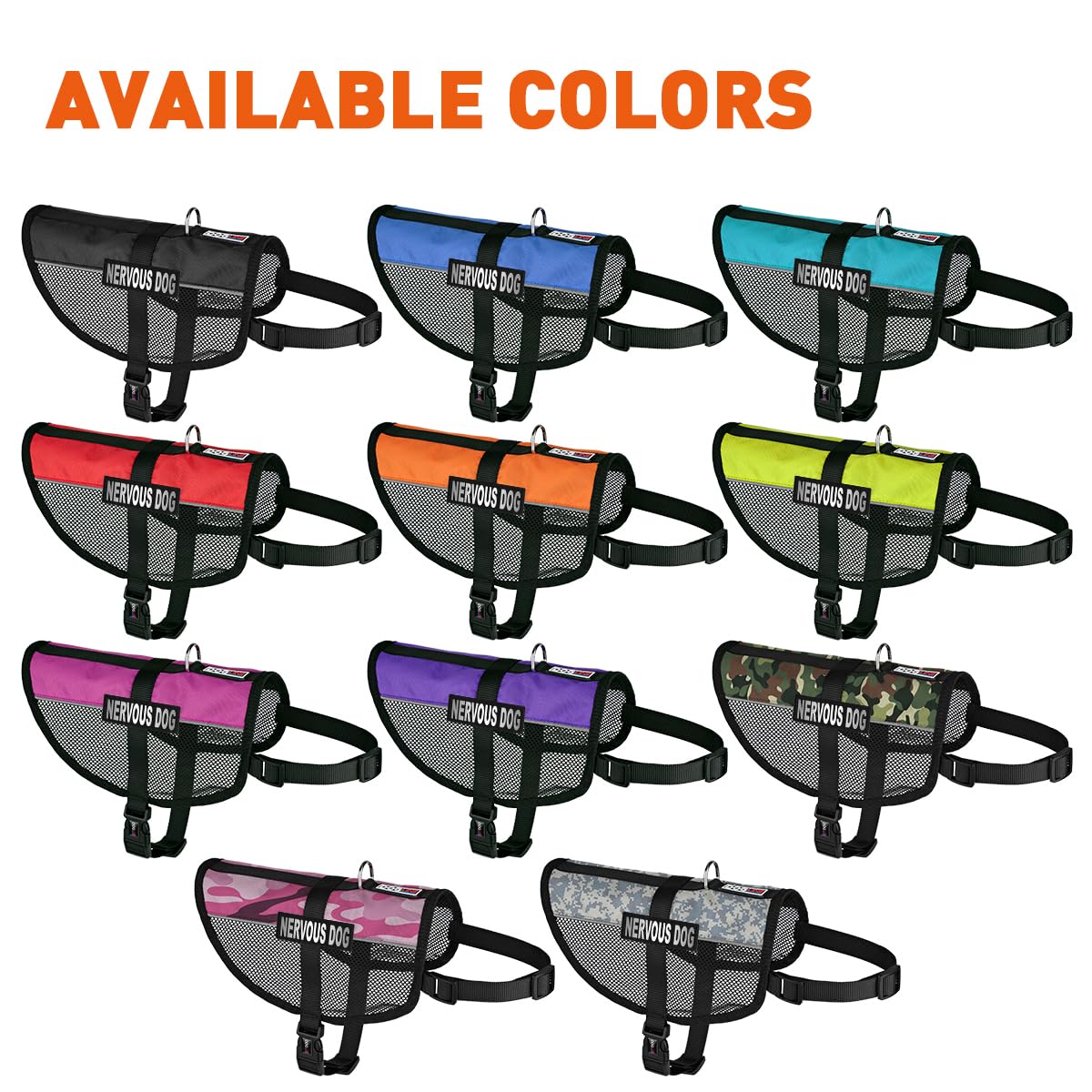 **MaxAire Dog Anxiety Vest - Adjustable & Reflective Harness with Removable Patch for Small, Medium & Large Dogs (17-21