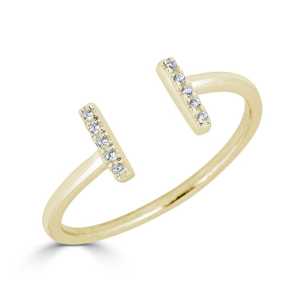14KT Gold 0.06 Carat Diamond Bar Cuff Ring for Women - Elegant Stackable Jewelry for Everyday Wear, Anniversary Gifts & Special Occasions