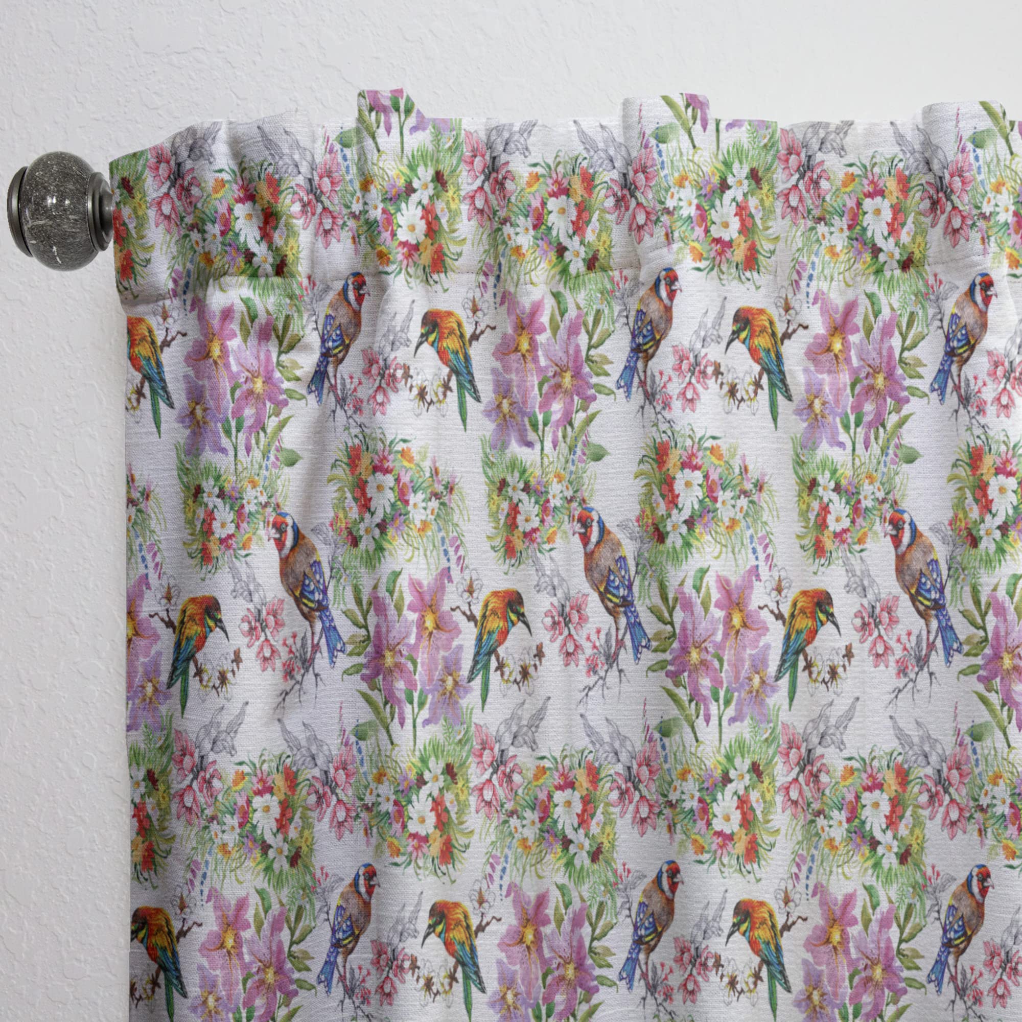 DesignQ Floral Bird Pattern Blackout Curtains - Thermal Insulated Single Panel 52x120 Inches - Elegant Window Treatments for Bedroom & Living Room - Perfect for Privacy, Light Control & Home Decor