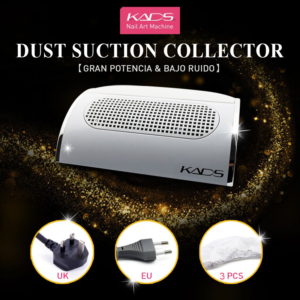 KADS Professional Nail Dust Collector & Suction Fan - High Power Nail Vacuum Cleaner with 2 Dust Bags for Manicure, Nail Art & Salon Cleaning | Perfect for Nail Technicians & Home DIY Beauty Care