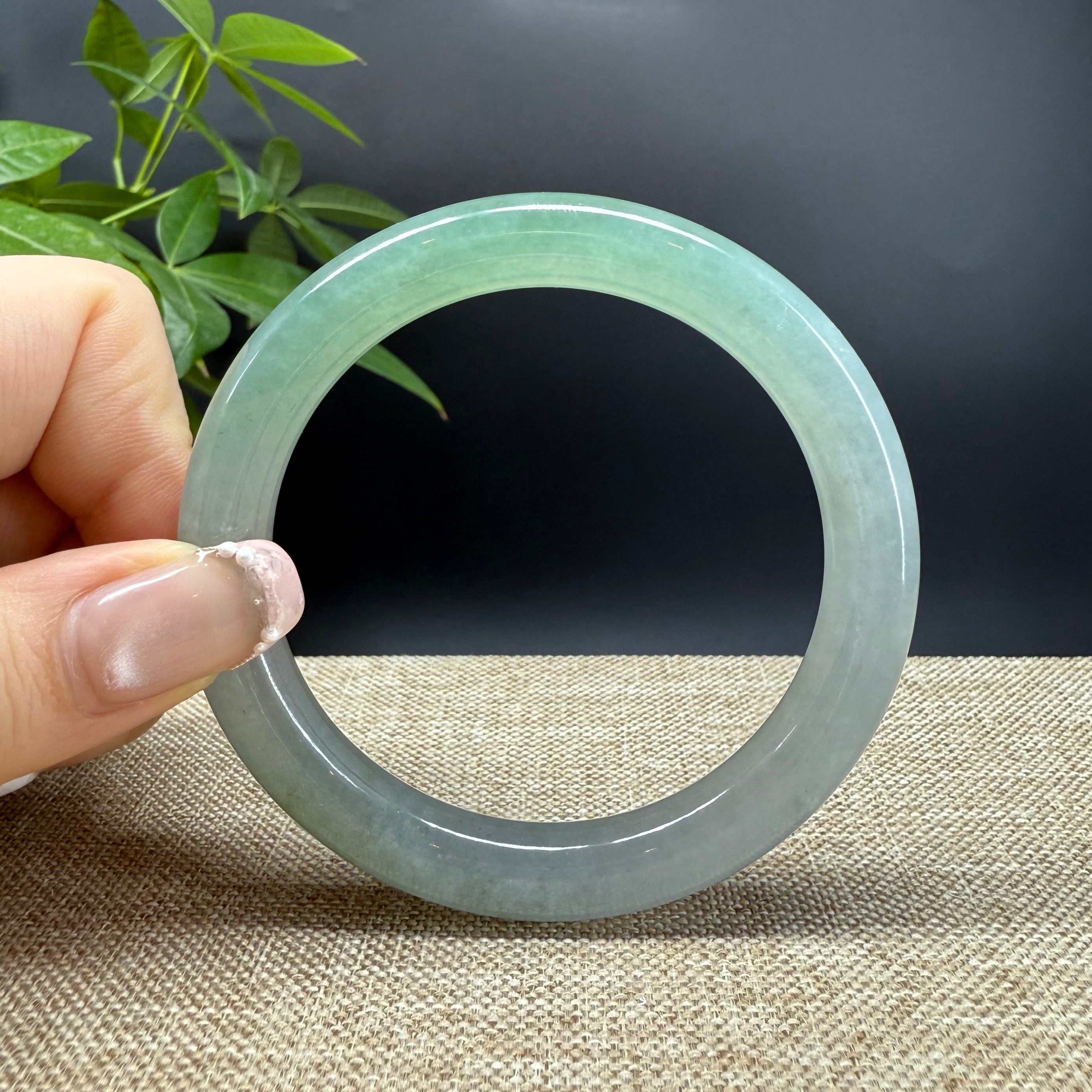 Authentic Burmese Icy Green Jadeite Bangle Bracelet - 57.2mm Handcrafted Jewelry for Women, Luxury Gift for Special Occasions | Perfect for Weddings, Anniversaries & Elegant Fashion Statements