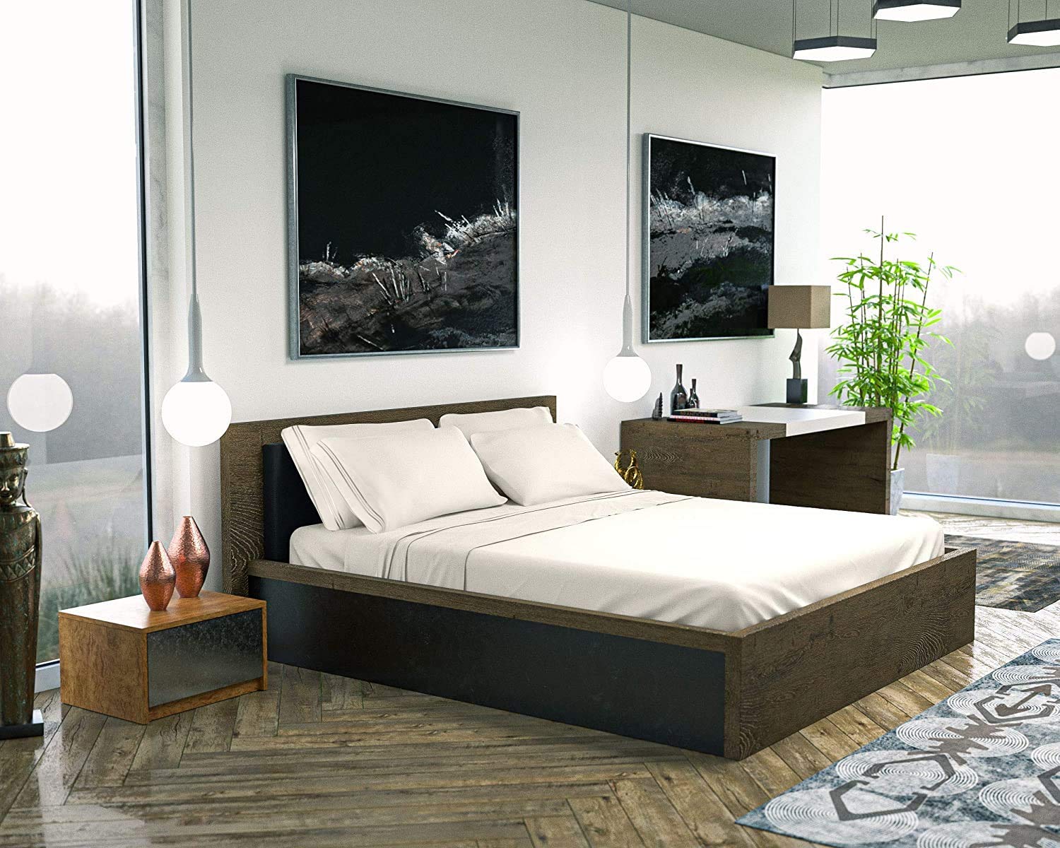 Cooling Full Size Bed Sheets Set - 6 Piece Soft & Breathable 100% Brushed Polyester Sheet Set with Side Pockets (Ivory) - Perfect for Hot Sleepers & Temperature Regulation in Summer Nights