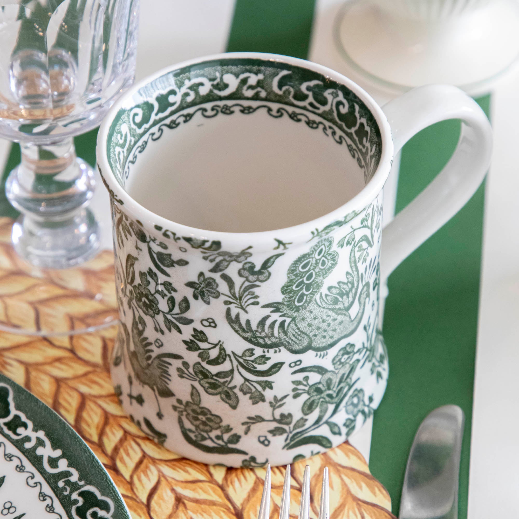 Burleigh Green Regal Peacock Dinnerware Set - Elegant Porcelain Plates & Bowls for Fine Dining & Special Occasions
