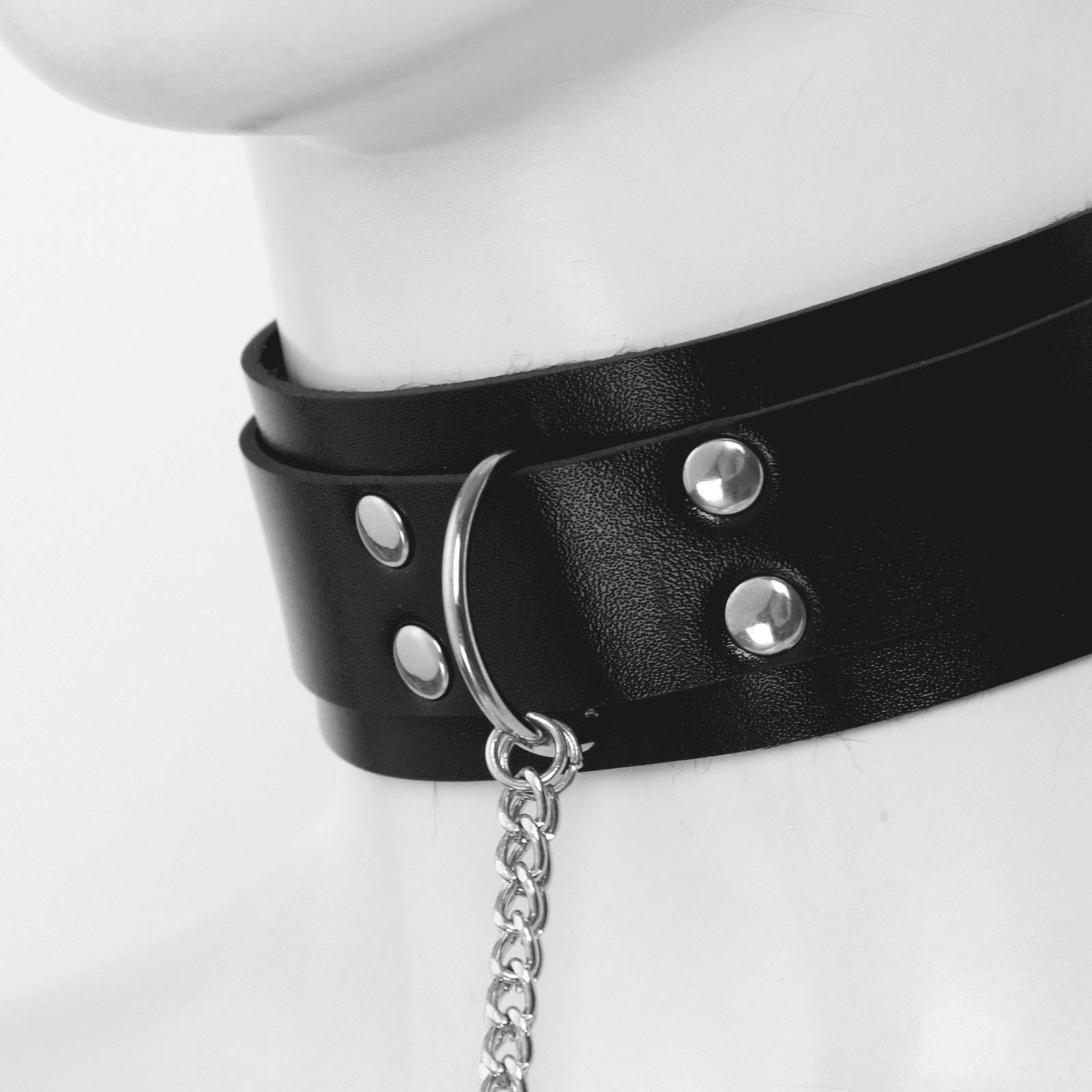 Adjustable Body Piercing Rings - Non-Piercing Shield Rings, Nipple Clamp & Breast Clamp Screw Clip On Body Jewelry - Black Choker One Size - Perfect for Adult Toys, Gothic Fashion & Alternative Lifestyle Accessories