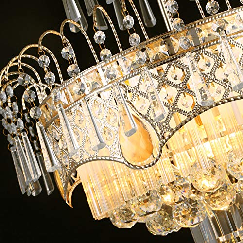 LITFAD 3-Light Crystal LED Chandelier - Modern Art Deco Brass Flush Mount Ceiling Light for Dining Room, Bedroom, Living Room | Energy-Efficient Lighting Fixture for Home, Hotel & Restaurant Decor