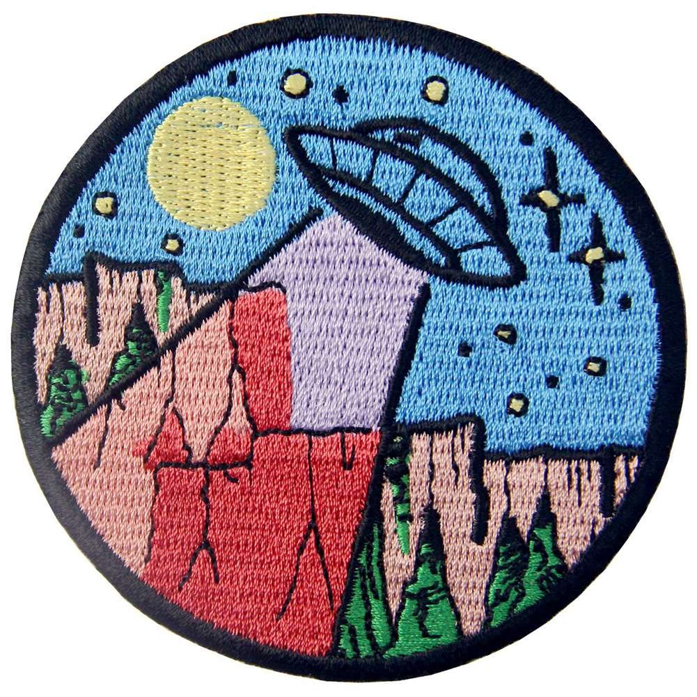 UFO in The Wild Outdoor Patch - Embroidered Iron On & Sew On Applique Emblem for Jackets, Backpacks & Hats | Adventure & Camping Gear Accessories