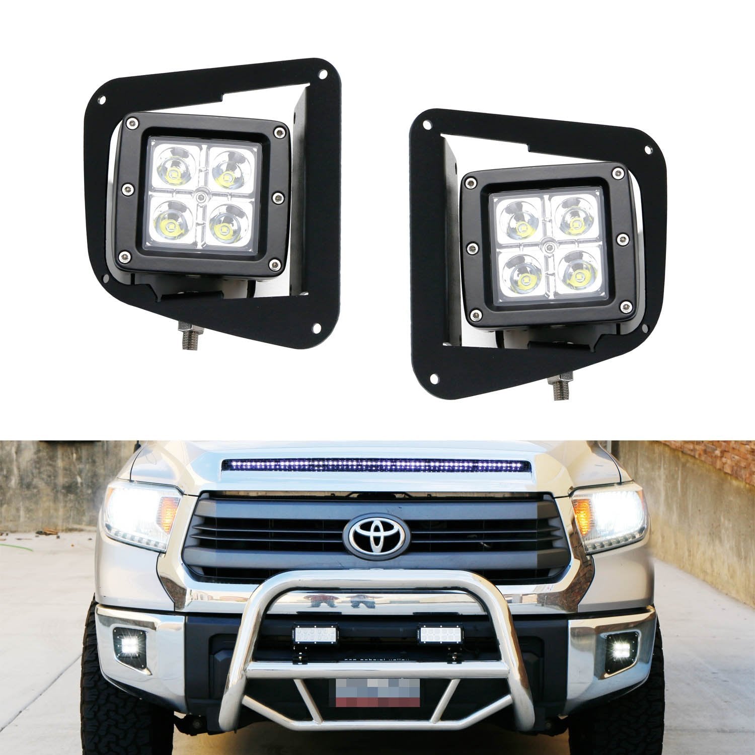 40W CREE LED Pods with Foglight Mounting Brackets for 2014+ Toyota Tundra - Off-Road Lighting, Fog Lights Replacement, Truck Accessories for Night Driving & Adventure