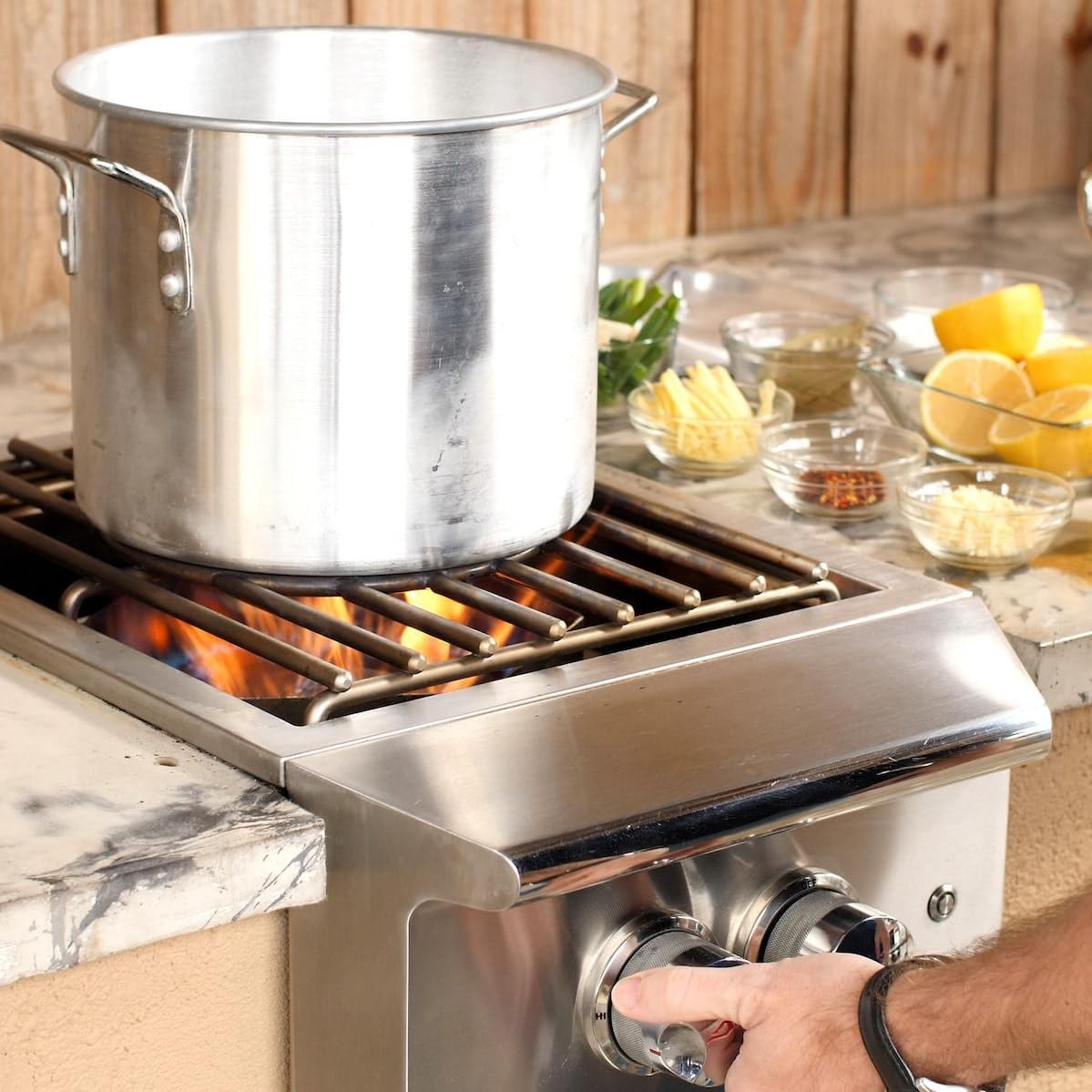 High Performance Built-in Natural Gas Burner with Wok Ring - Stainless Steel Drop-in Grill Accessory for Outdoor Kitchen | Perfect for Backyard BBQs, Patio Cooking & Asian Stir-Fry Dishes