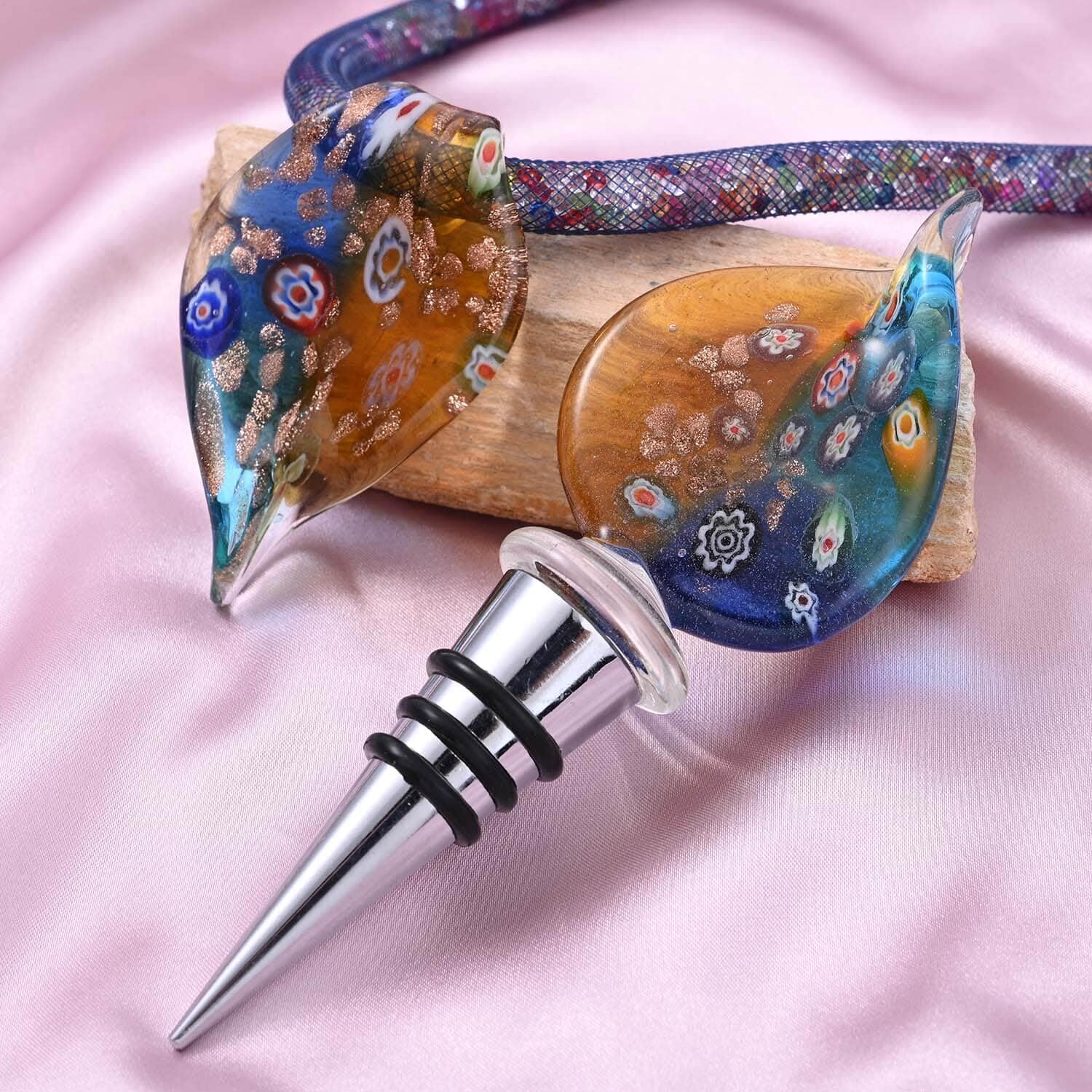 SHOP LC Glass Resin Bottle Stopper Pendant Necklace for Women - 20