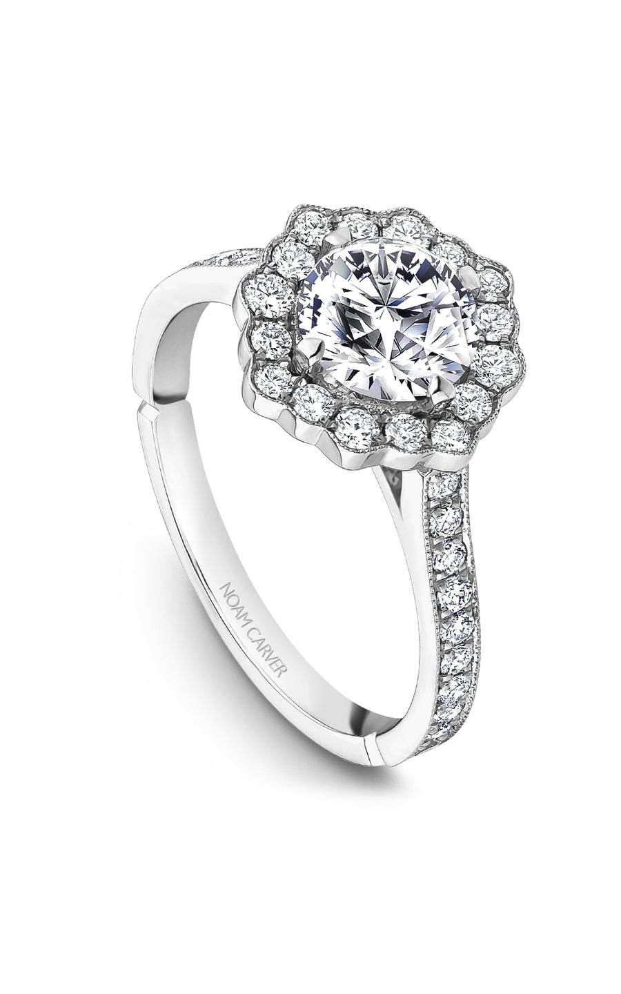 Noam Carver B516 01A Bridal Engagement Ring - 14K White Gold Diamond Wedding Band for Women, Perfect for Proposals, Anniversaries & Romantic Occasions
