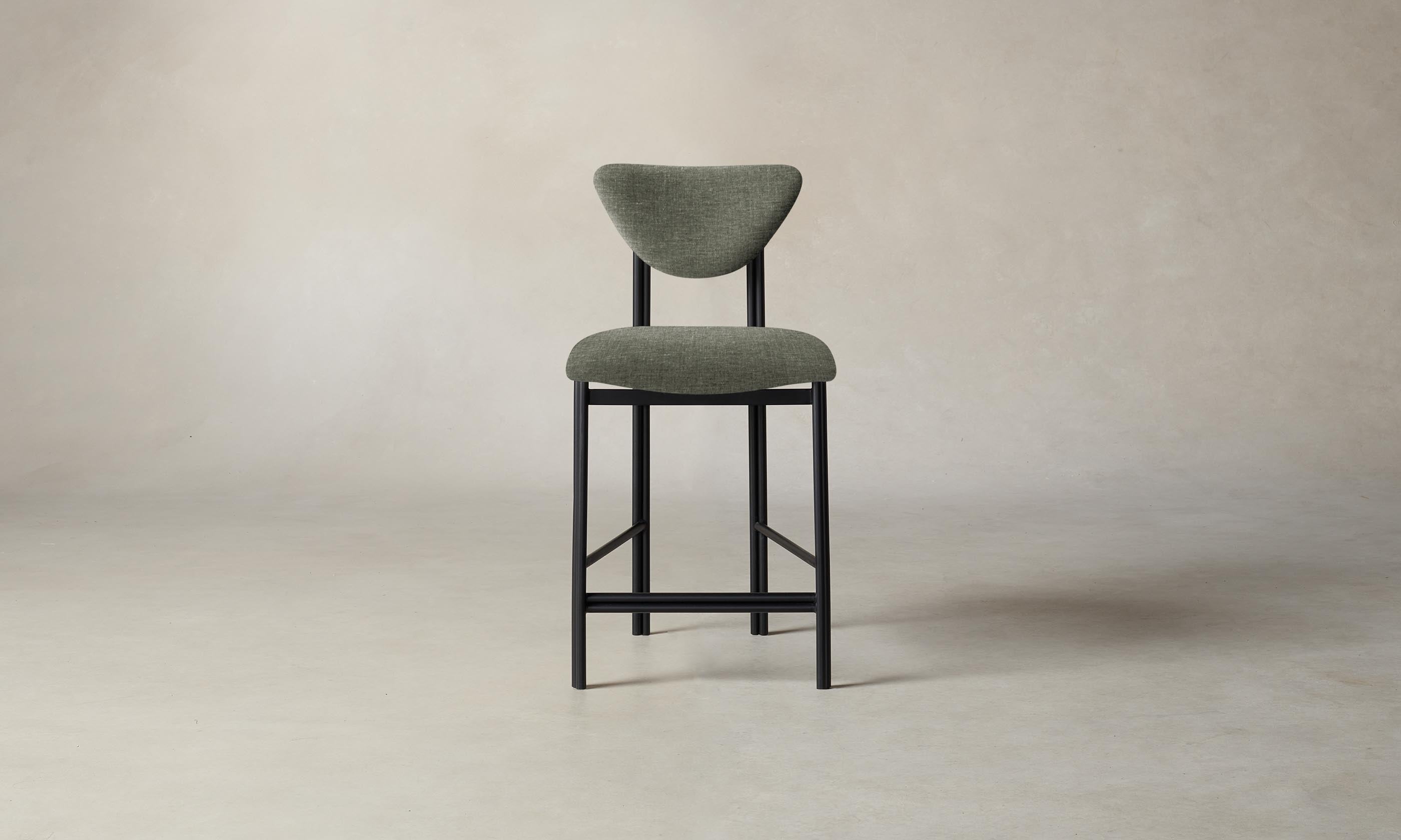 Heritage Belgian Linen Counter Stool - The Cooper Bar Stool with Thyme Upholstery | Perfect for Kitchen Islands, Breakfast Bars & Home Decor